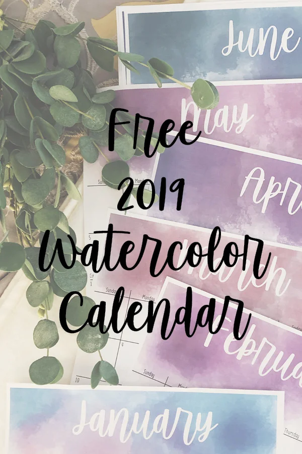 2019 Free Watercolor Calendar Download