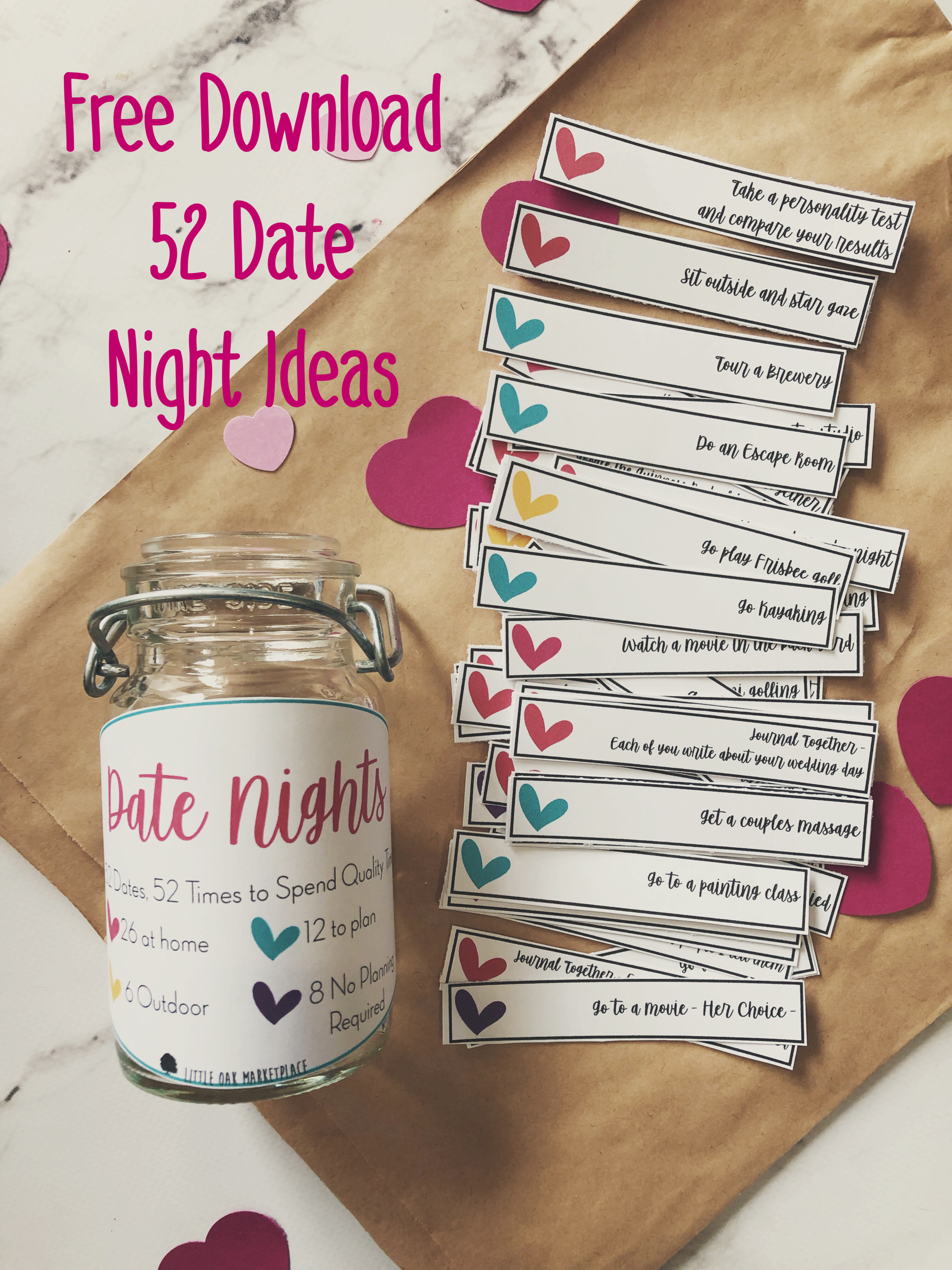 Date Nights - Ideas for staying in, going out, and spending quality time  with each other — Little Oak Marketplace