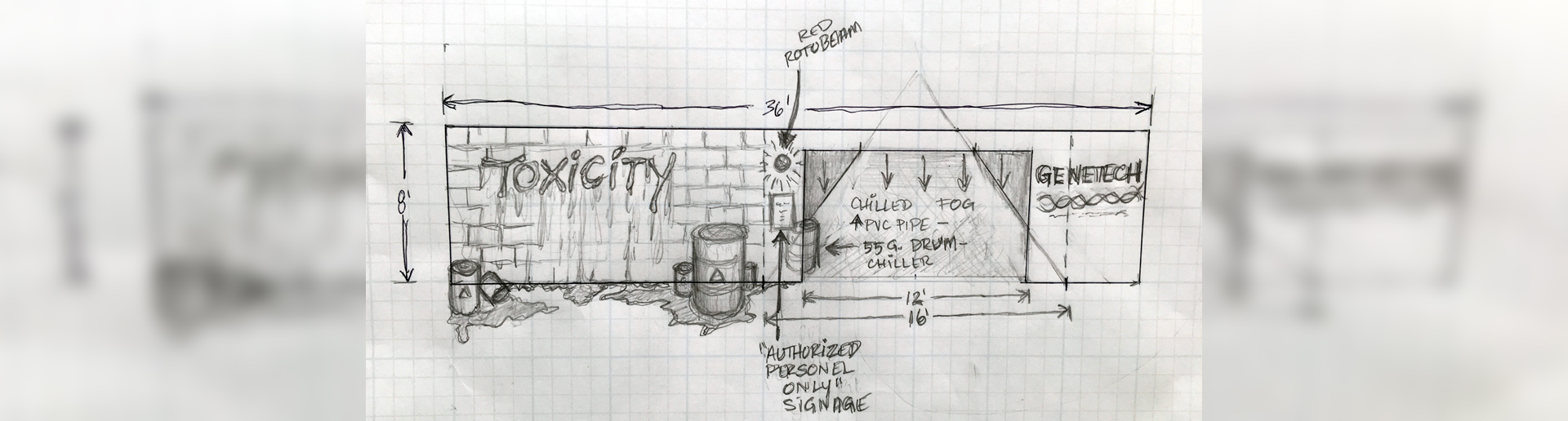 A concept sketch from the Toxicity scare zone, coming to Midsummer Scream. (Image courtesy of Midsummer Scream)