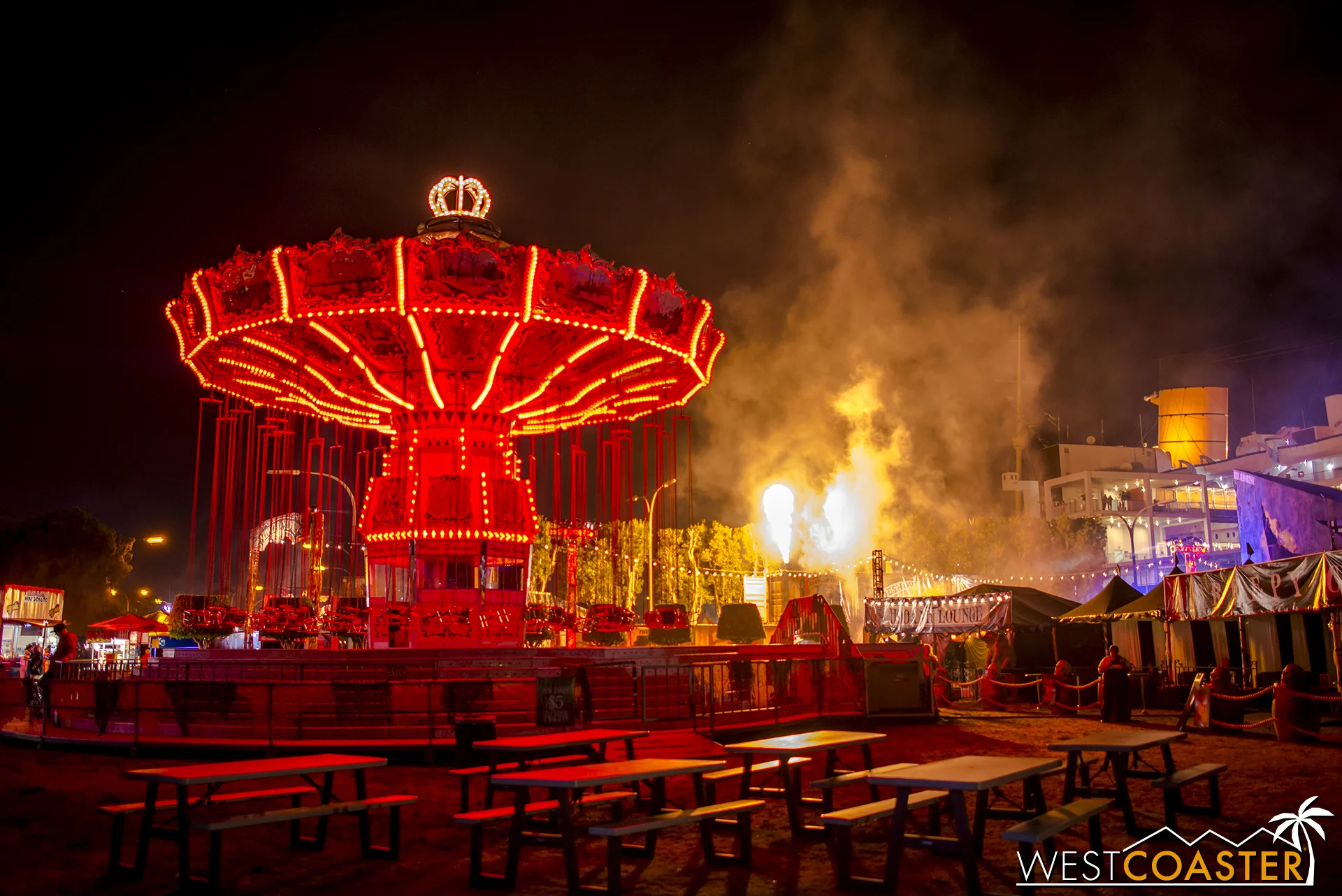 The most terrifying attraction at the event--Michael Jackson's actual Never Land Ranch swings!