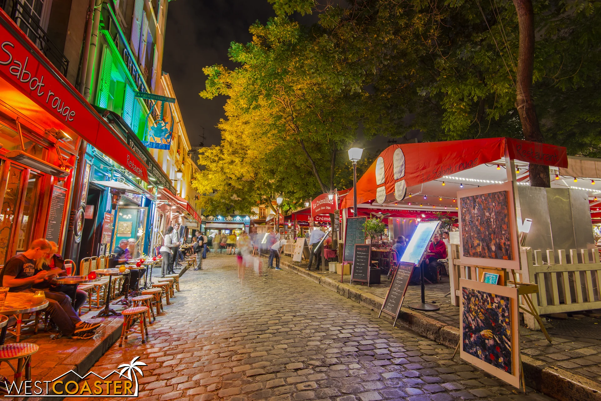 The Montmarte area, located adjacent to Sacre Coeur, is electric at night and also full of vibrant cafes and boutique shops and stands.