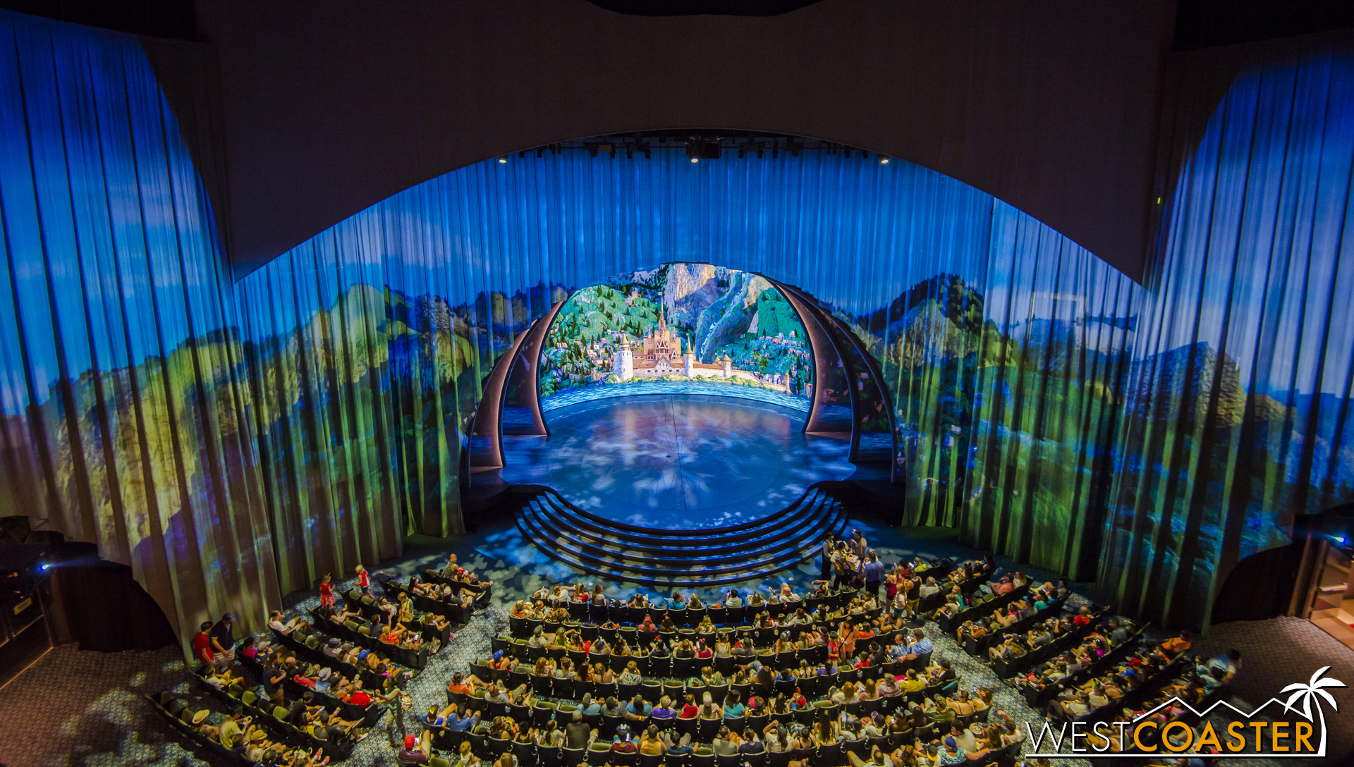  Inside, guests are greeted by a beautiful projected backdrop. 