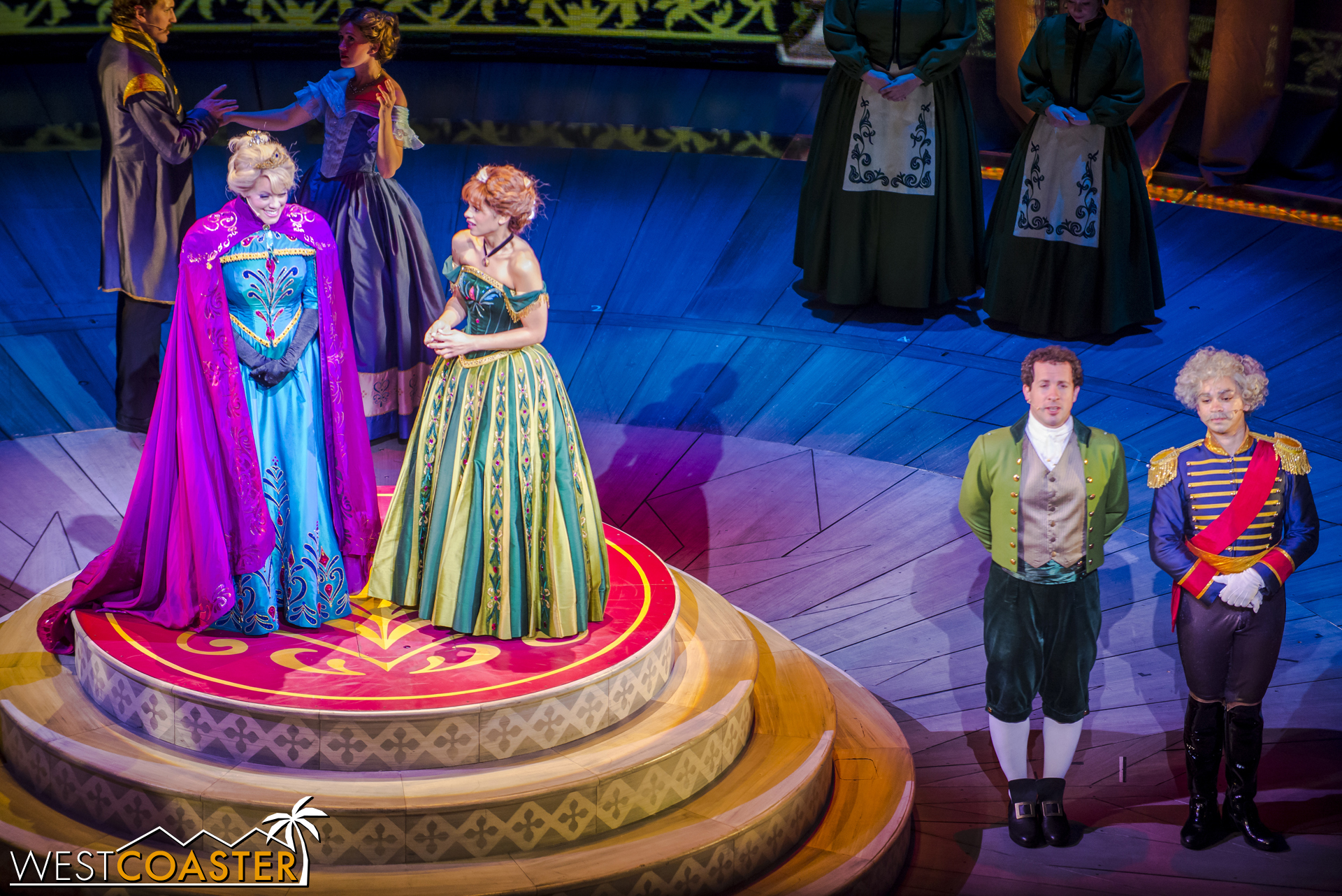  Anna begs for mercy for the land, and Elsa agrees that she might relinquish Arendale if she can be pleased with a magnificent dance. 