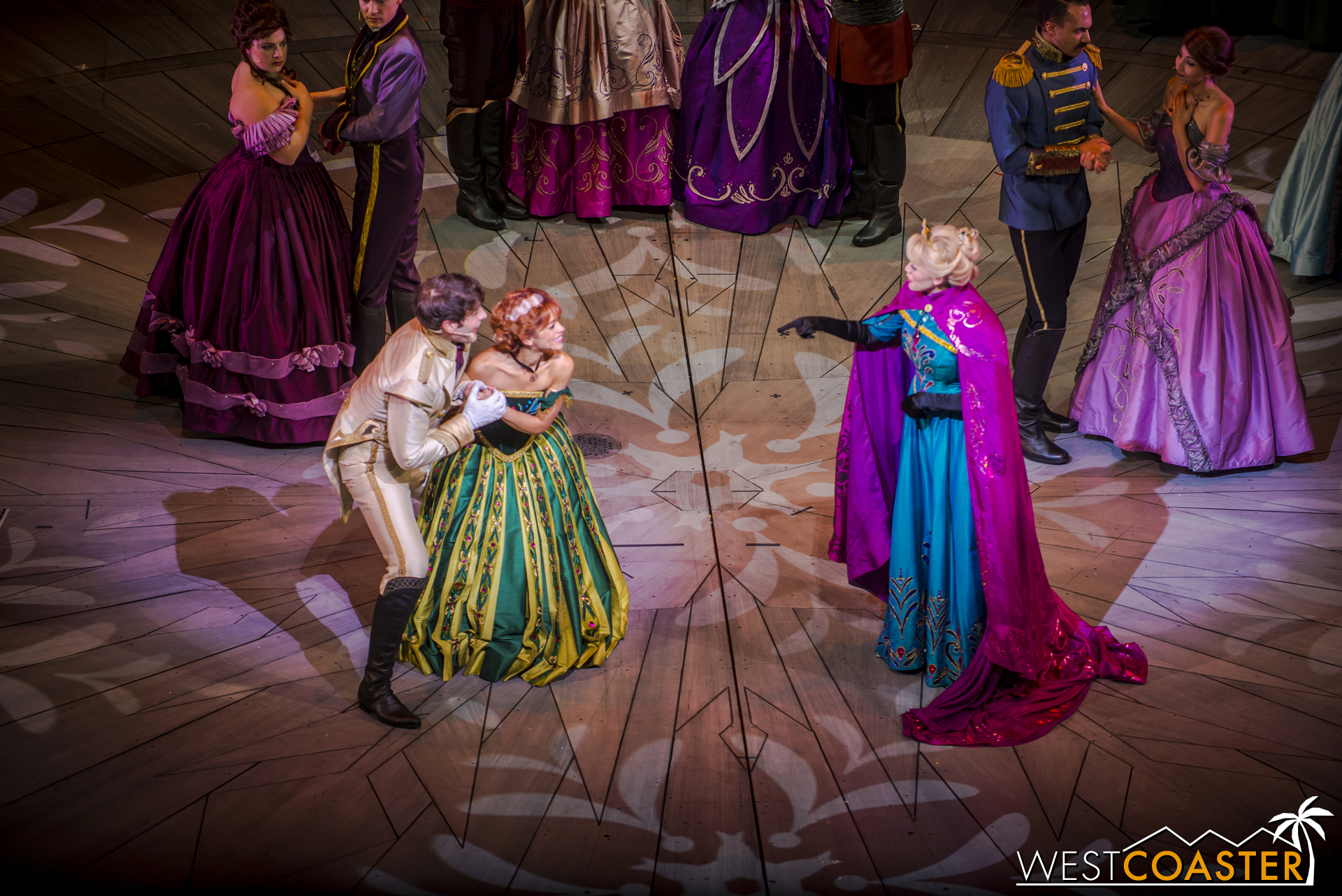  Hans and Anna call Elsa to hear of her decision. 