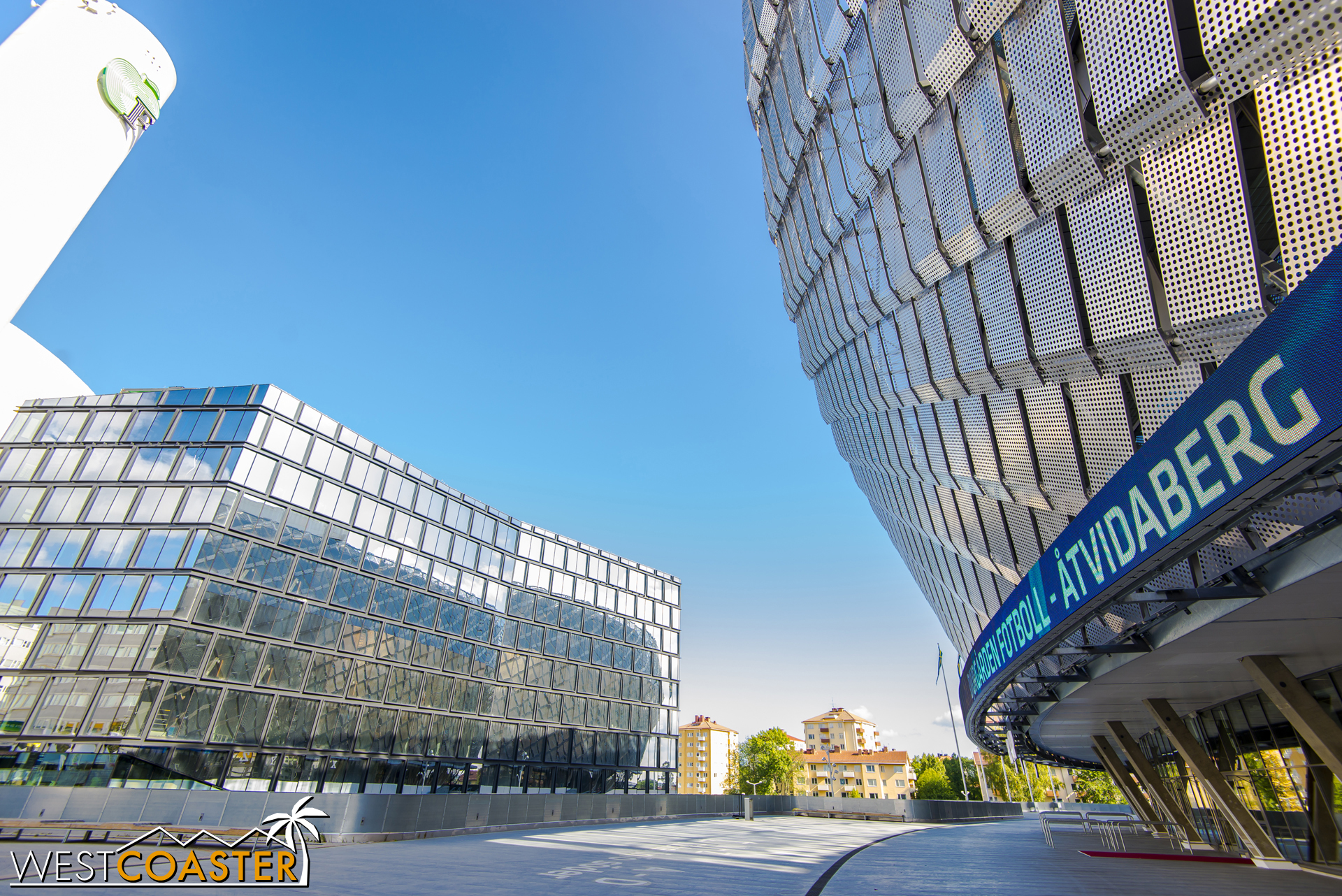 The Tele2Arena, located right across the way from the Ericsson Globe and near Sky View, in Globen, is a modern retractable roof multi-purpose stadium used for soccer matches and concerts.