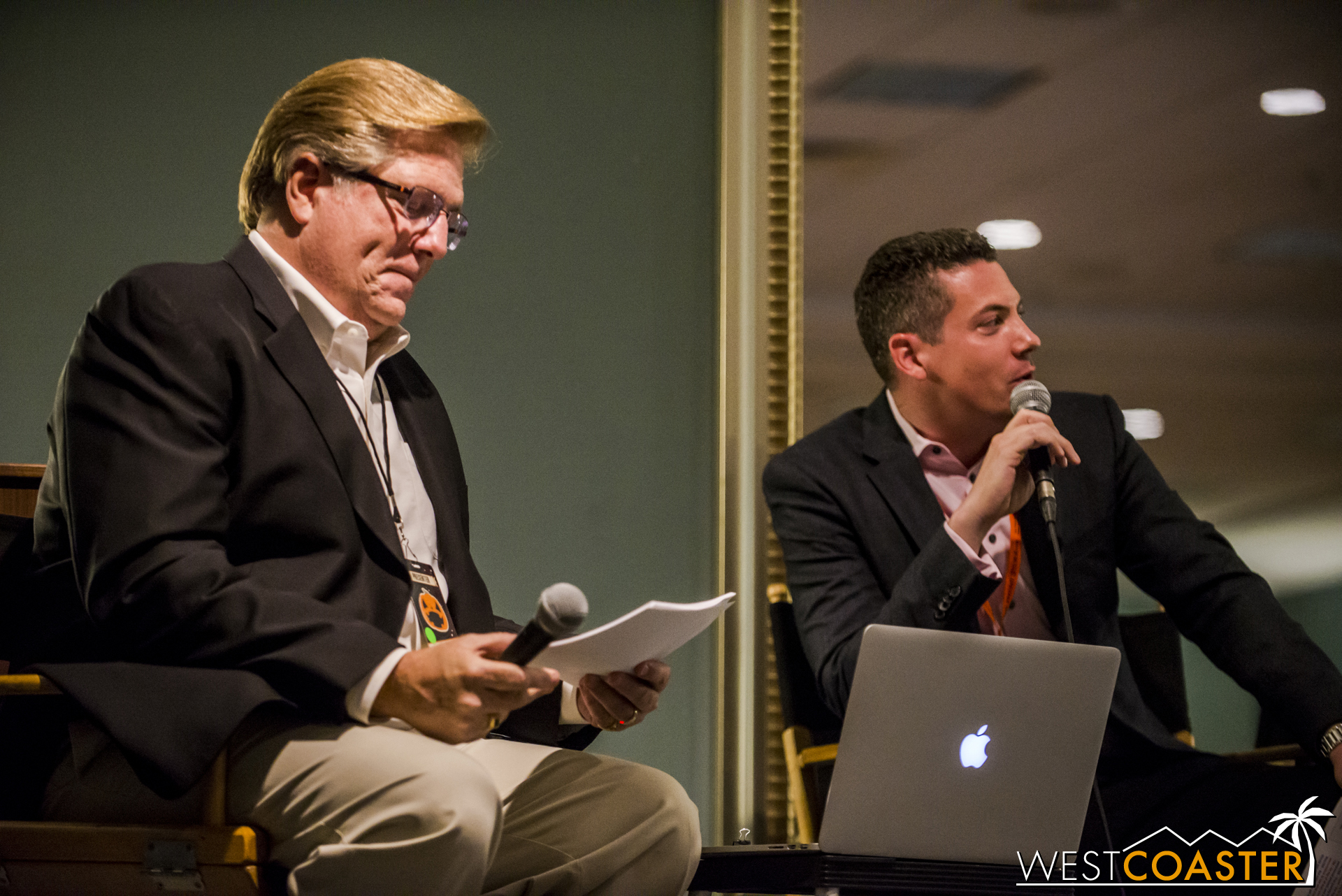  Tim O'Day (left, also famous for his contributions to the official Disneyland souvenir books) and Walter Magnuson (right, also from Disney) gave the Winchester Mystery House presentation at Midsummer Scream. 