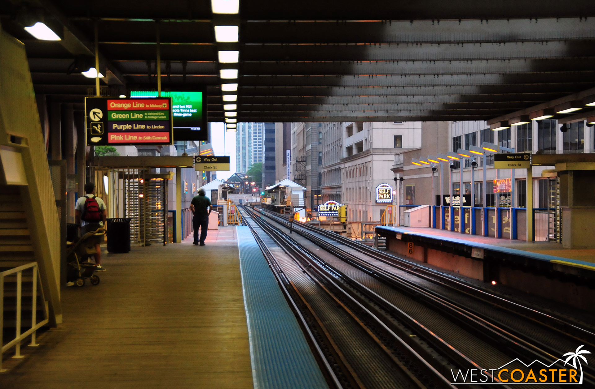 A typical CTA light rail stop inside The Loop.