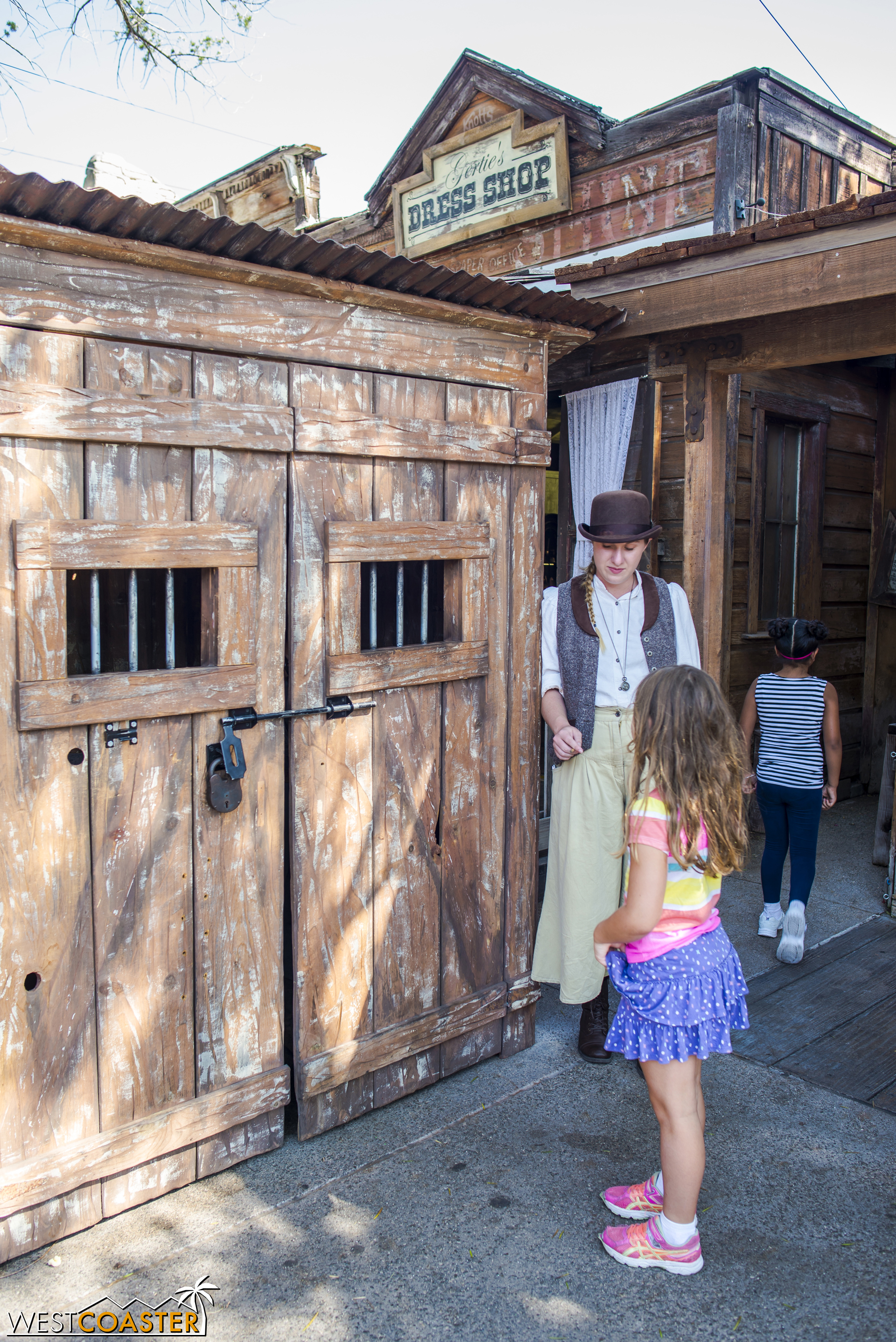  Outside the Sheriff's Office, there's a little jail cell for the holding of criminals. 