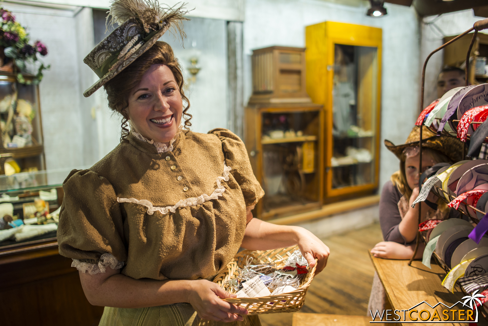  Gertie offers service with a smile and has also designed dresses for the Calico Saloon girls who are performing in town. 