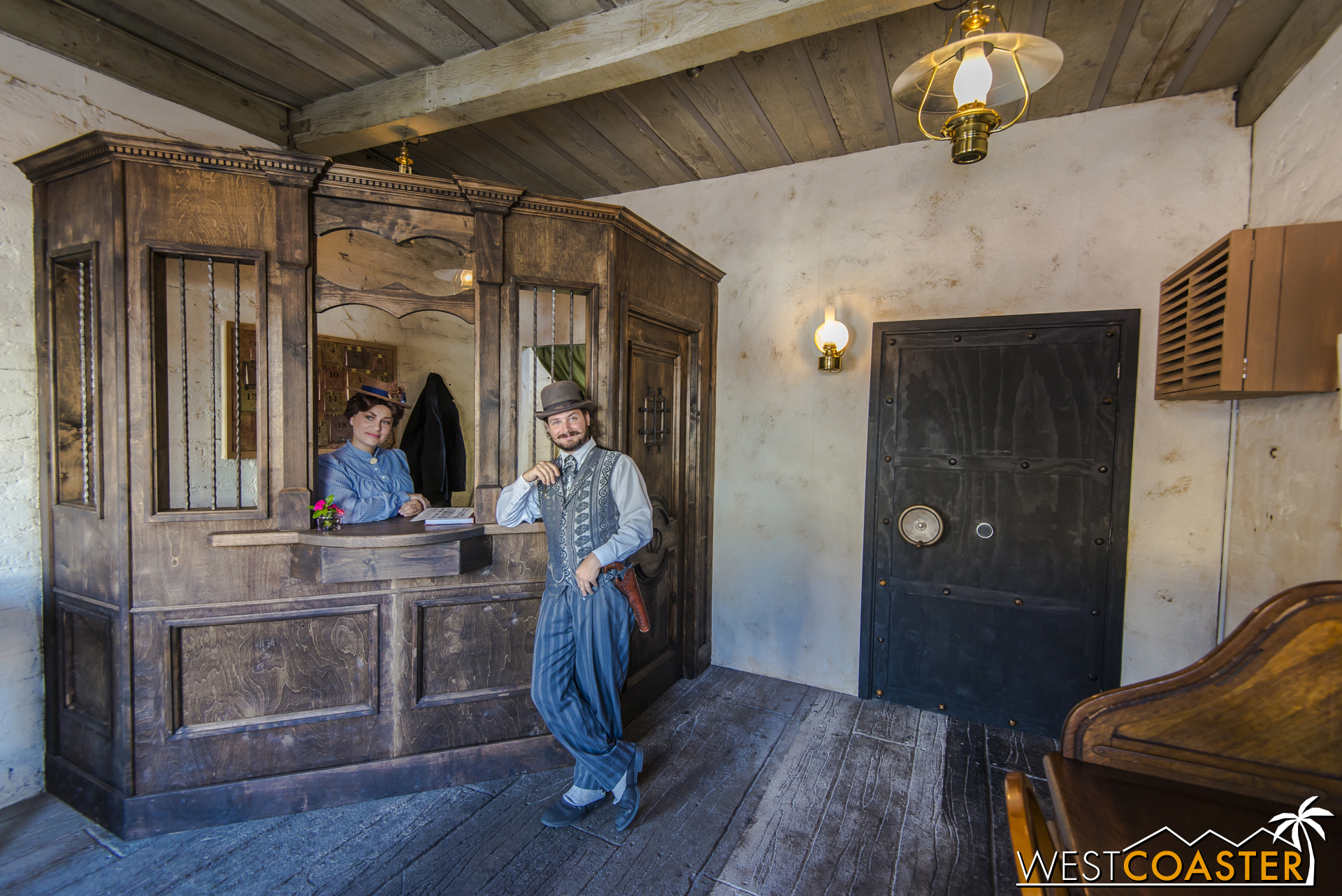  Only the bank owner, Mr. Tate Bonnet Fortune, knows the combination to the bank safe, on the right. 