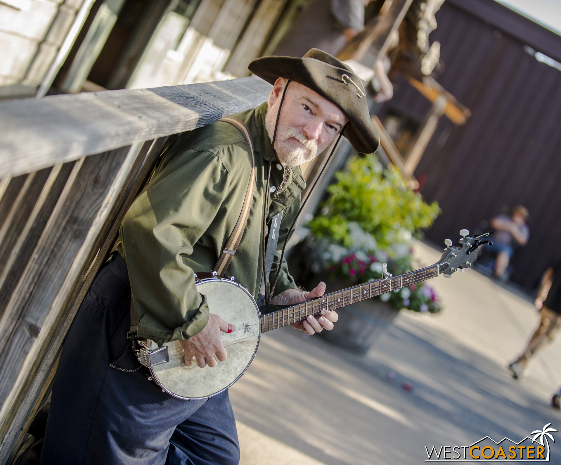  Prospector "Cannonball" plays the banjo when he is not panning for gold.   