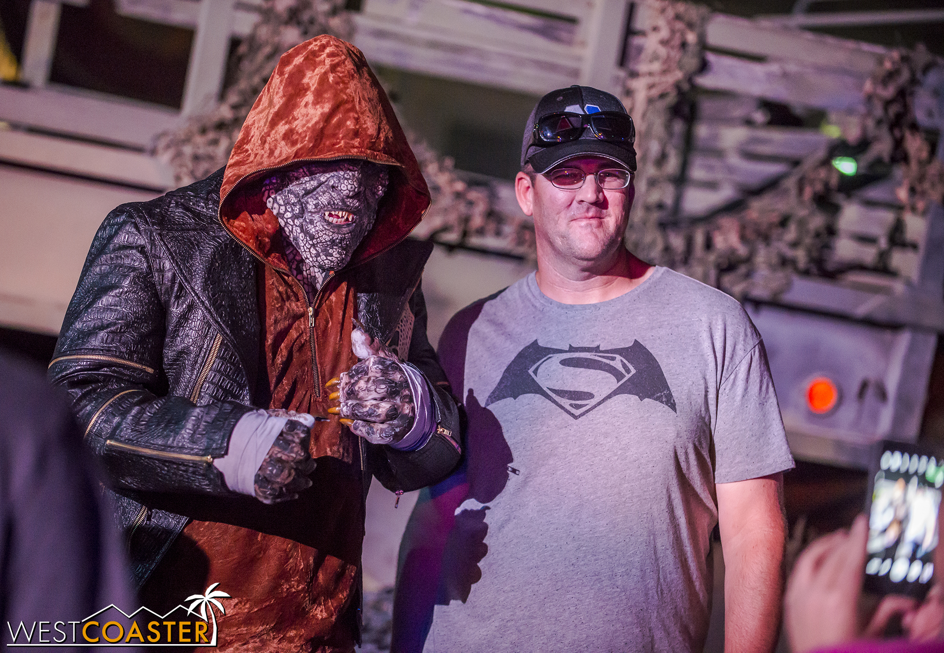  Around the corner, guests can interact with Killer Croc. 