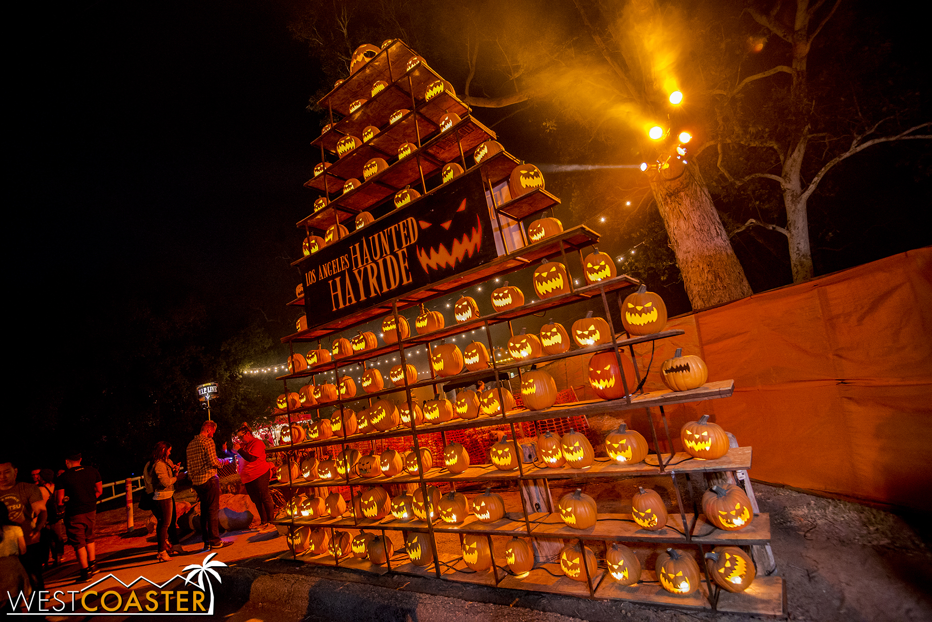  The impressive tower of jack-o-lanterns is still at the Haunted Hayride. 