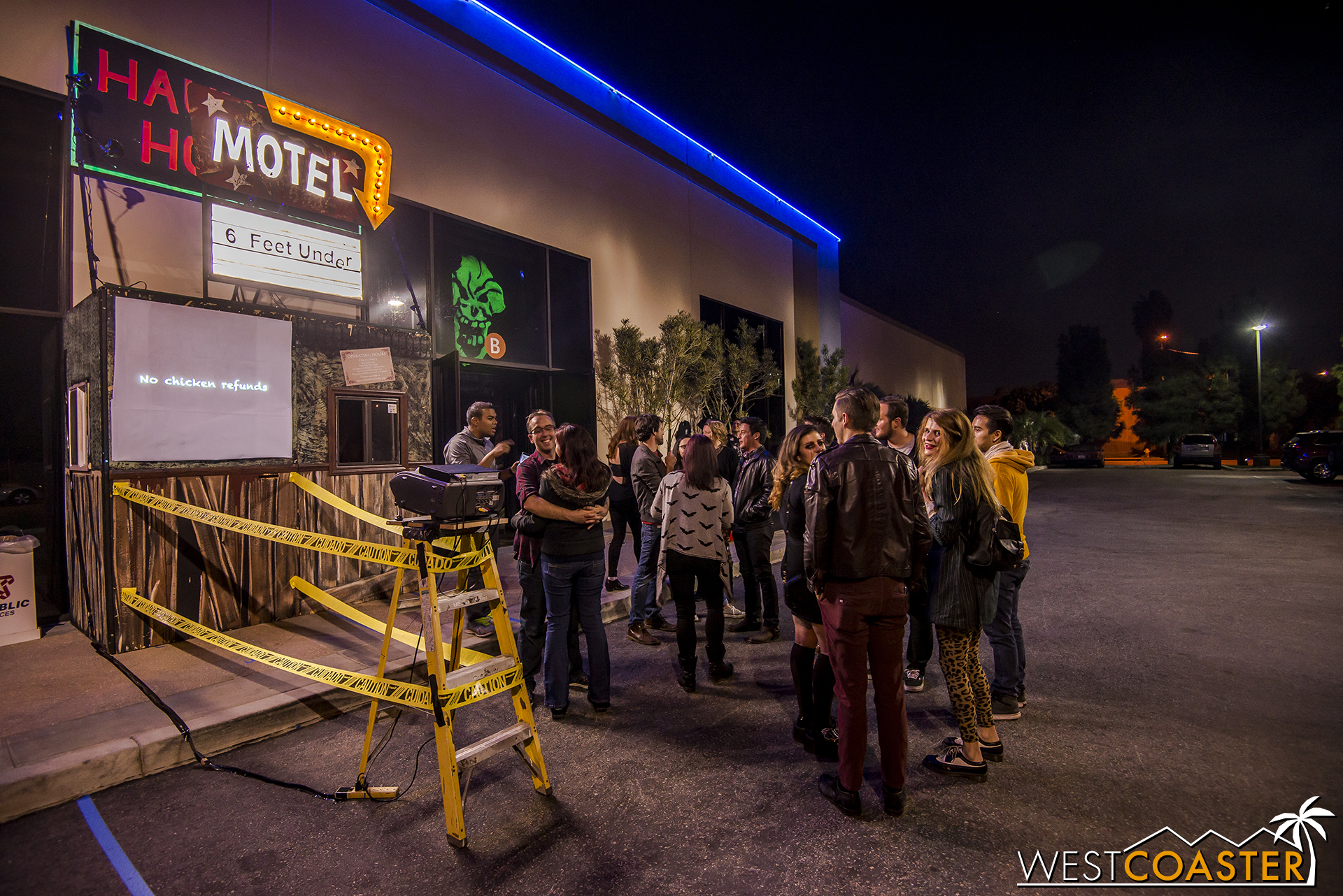 Guests mingle outside Motel 6 Feet Under before checking in.