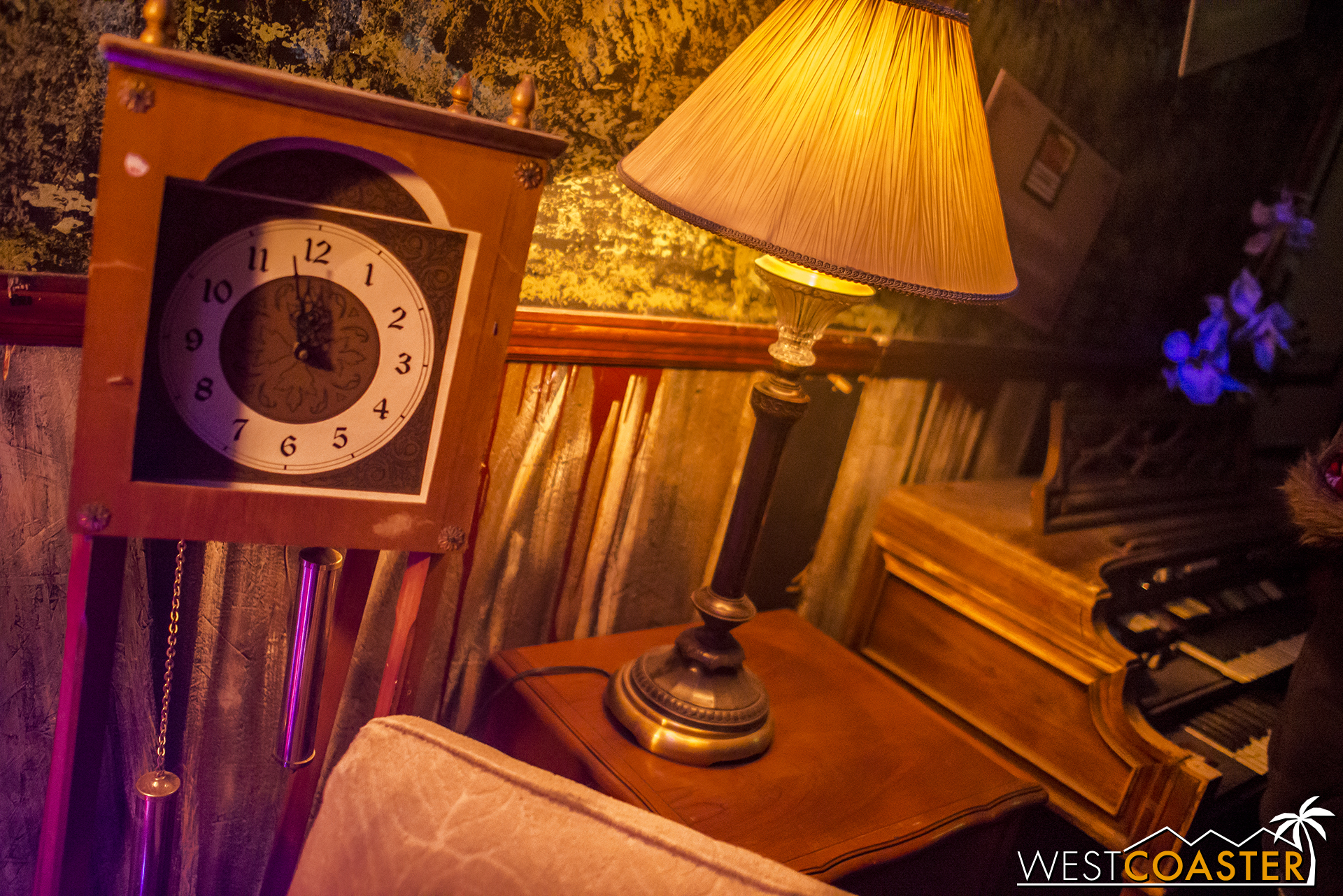 ...a lamp and old clock there.