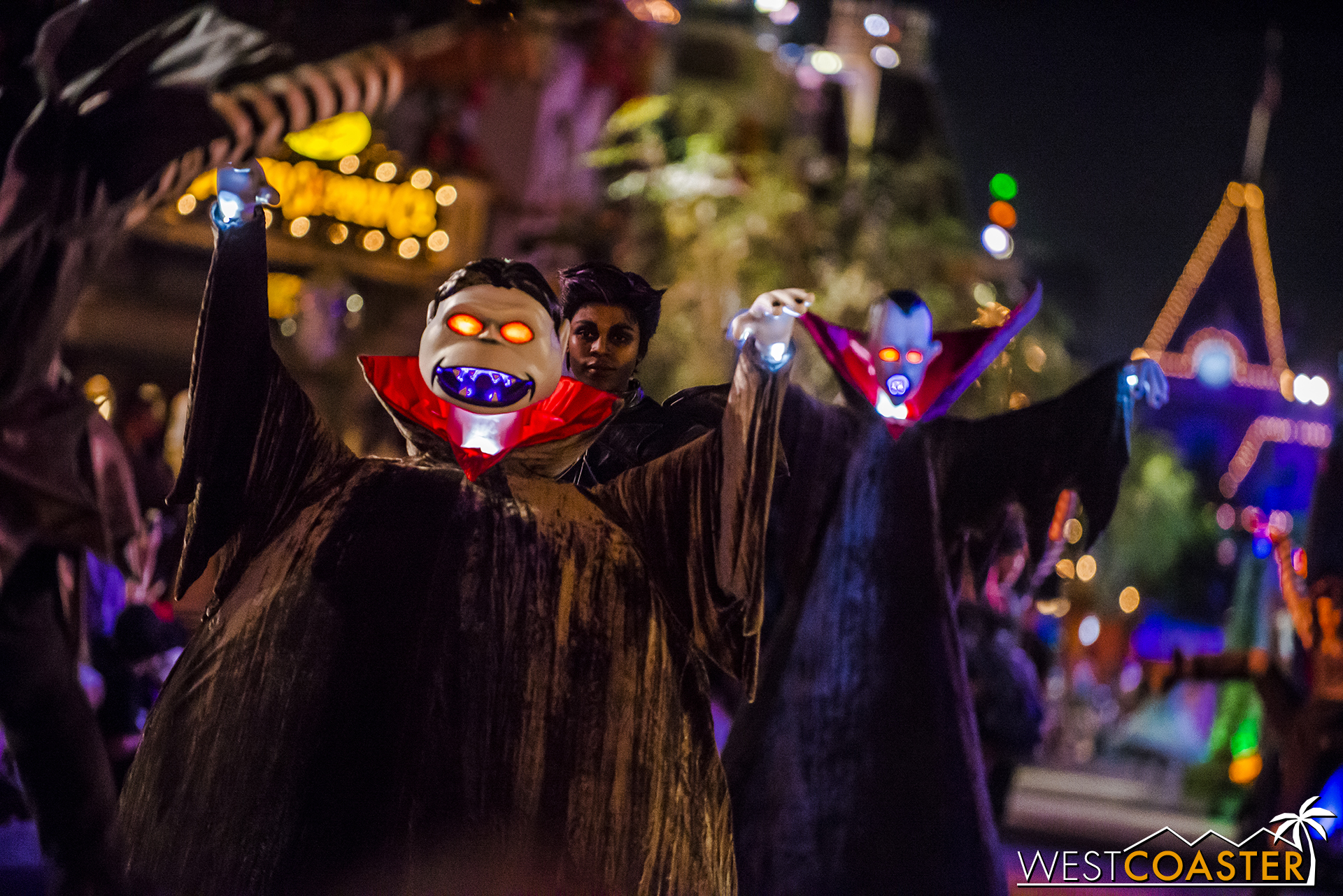  With a  Nightmare Before Christmas  flair, the start of the parade has vampires and goblins. 