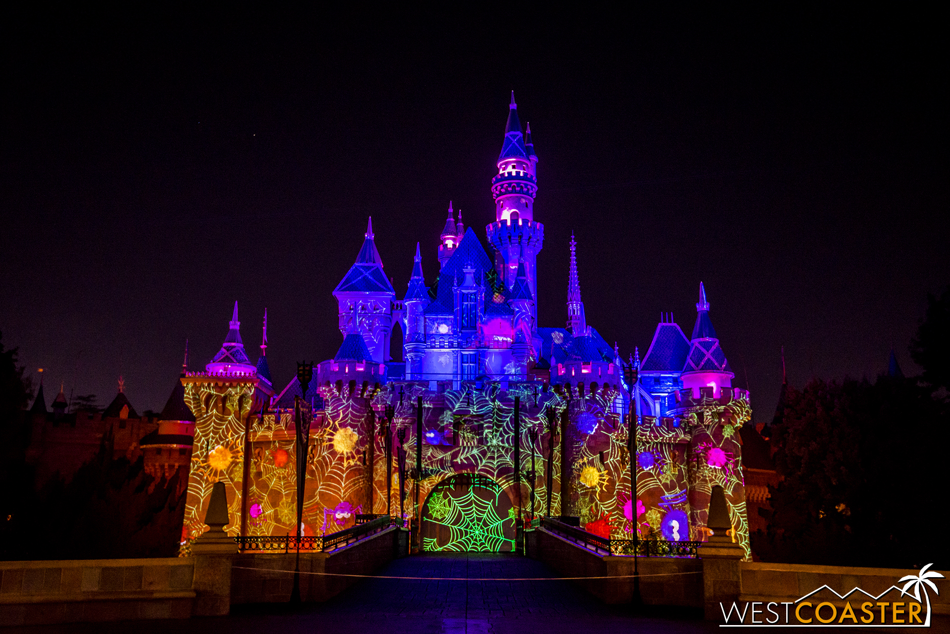 Just as projections shine on the Main Street facades throughout the night, so do they project on Sleeping Beauty Castle too. 