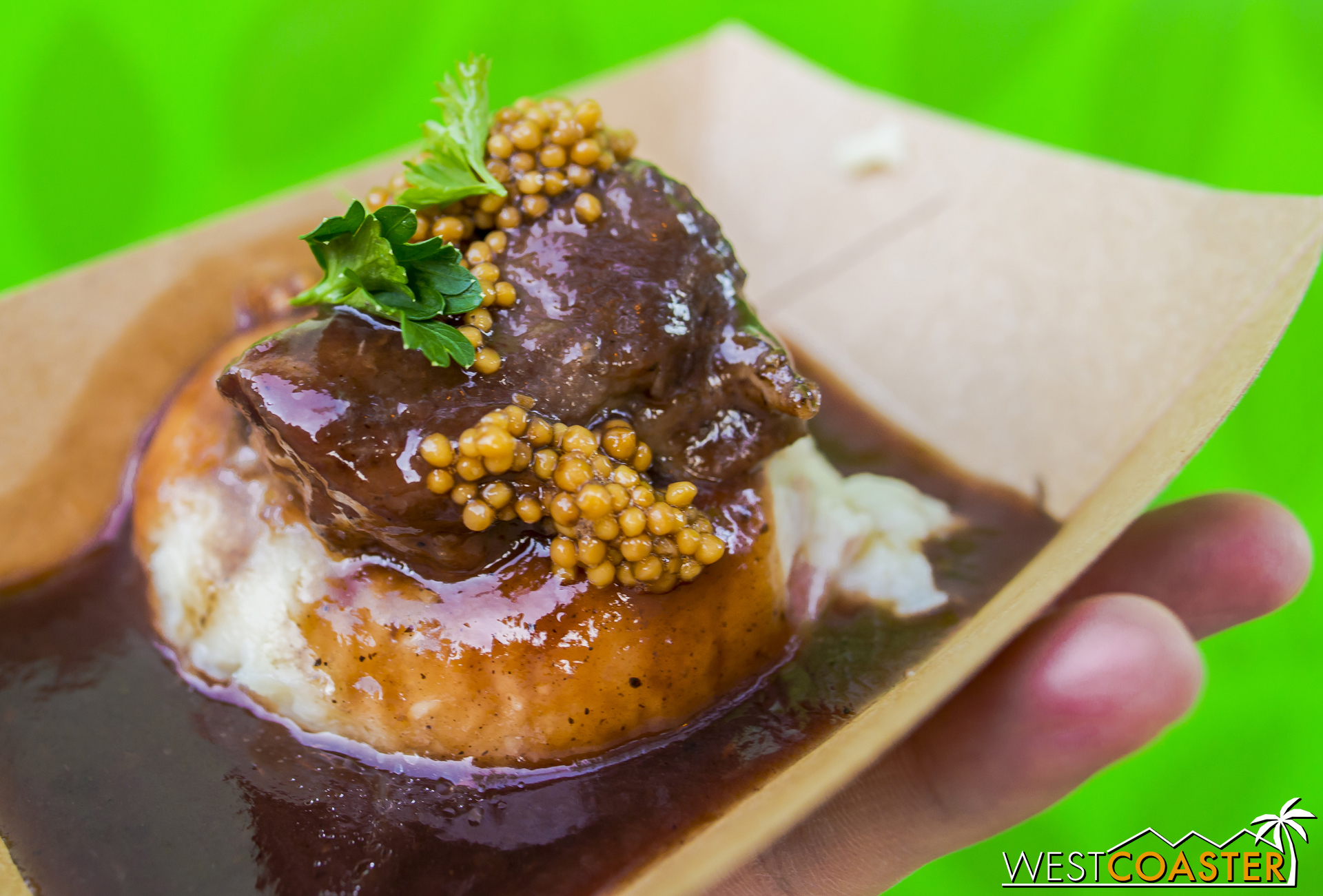  I sampled a few items at the Festival of Holidays last week, such as this Braise Beef Short Rib with Smashed Potatoes and Sauerbraten Sauce 