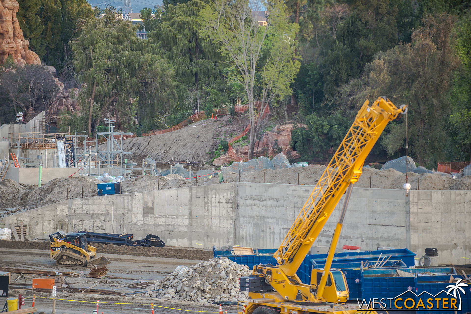 Over here, we have the backside of the rockwork that will front the reconfigured Rivers of America.