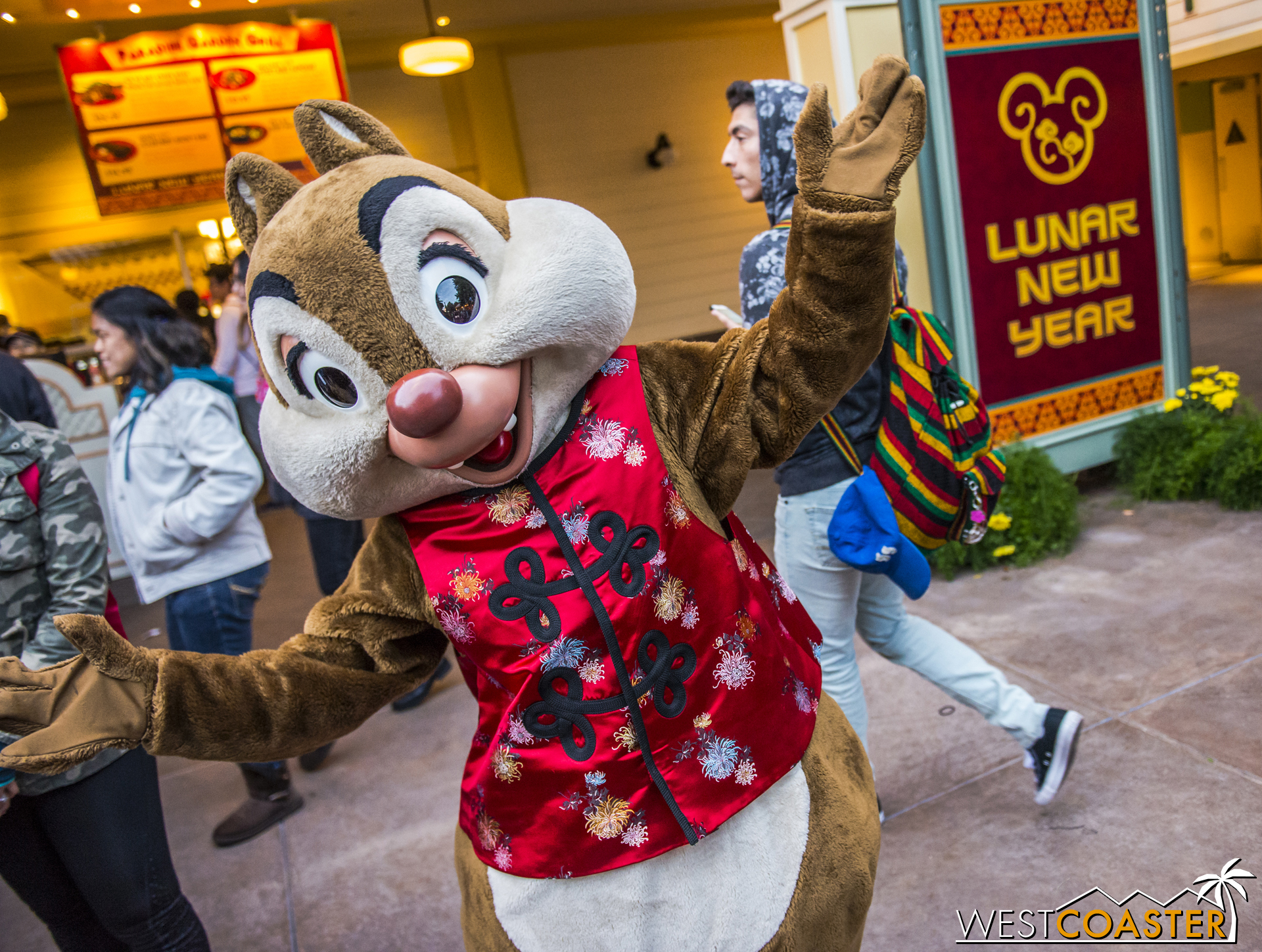  Outside, Chinese Chip and Dale roam the grounds. 