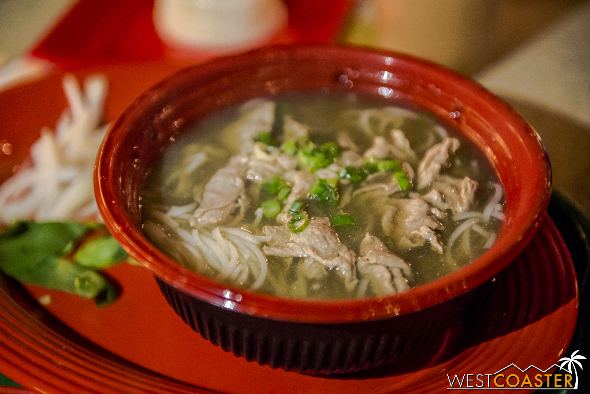  The Beef Pho was unfortunately lacking.&nbsp; Pho is all about the broth, and the broth here was nowhere near simmered long enough and unfortunately rather low in flavor.&nbsp; You're much better off getting pho at a real Vietnamese noodle shop, unl