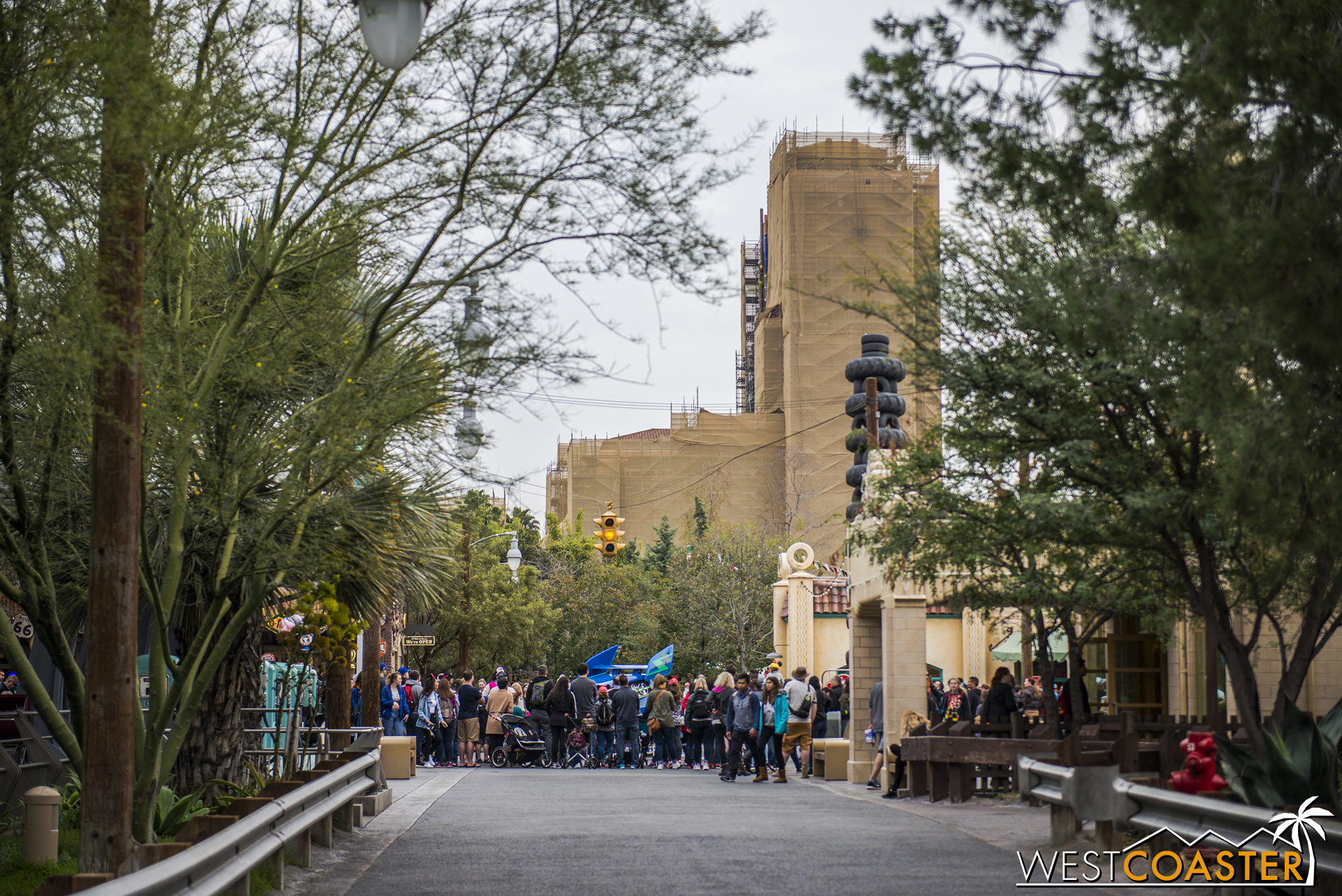 The new Guardians of the Galaxy attraction will have a visual impact all over the park. Here's the view from Cars Land.