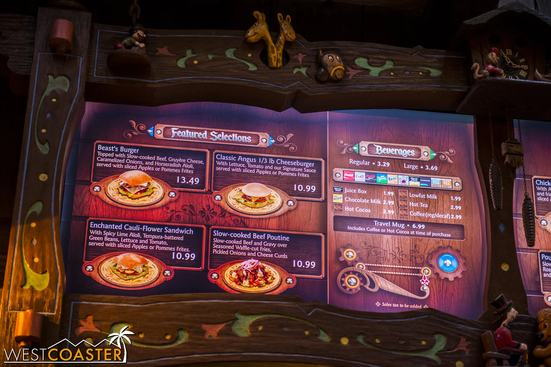Lets take a look at the food offerings! Here's half of the adult selections.