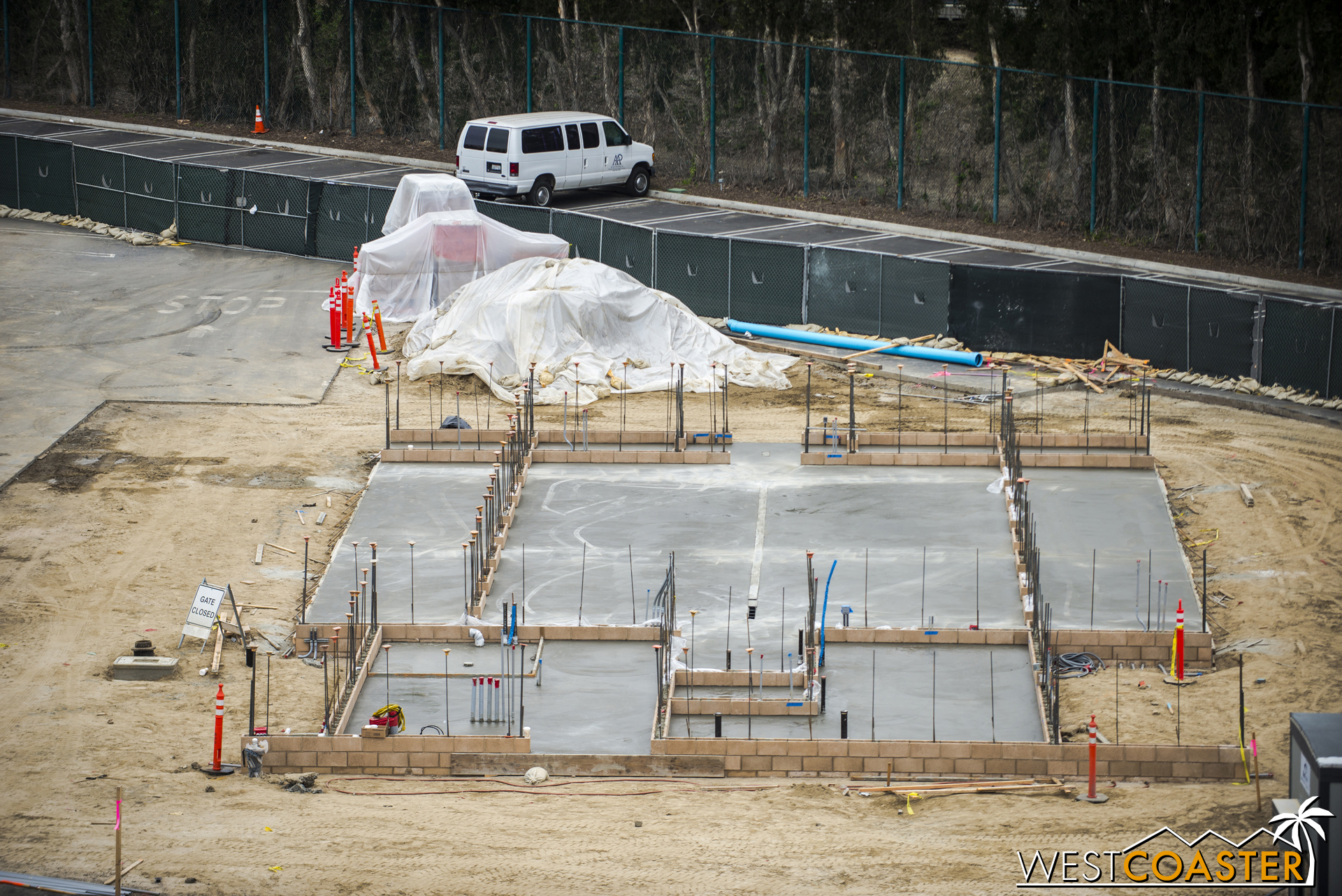  Also, that building near the northeast corner of the Mickey and Friends Parking Structure is definitely a building.&nbsp; Last week was a foundation slab, and this week, walls are going up. 