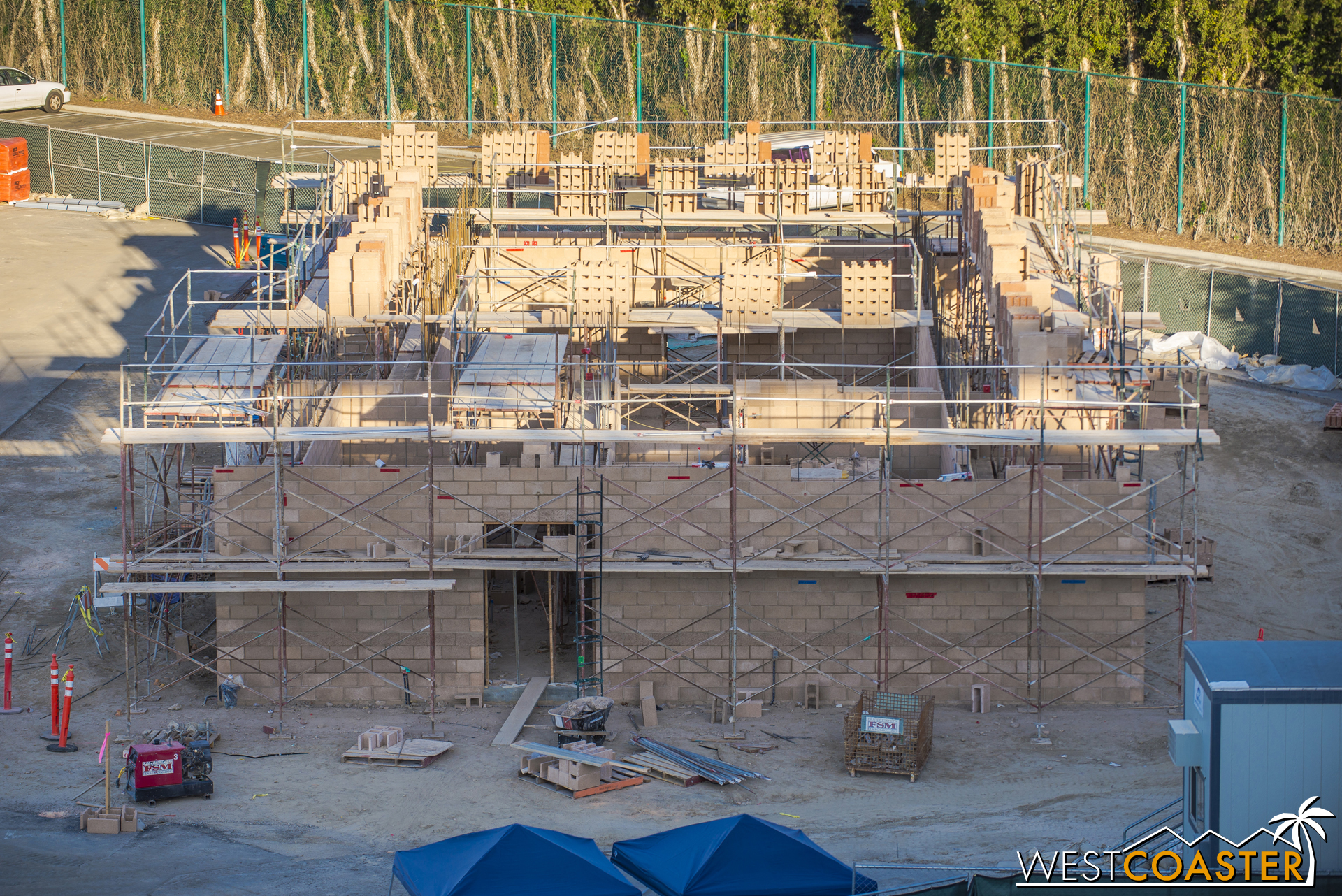  But the building is going up quickly, on account of its concrete masonry unit block construction. 