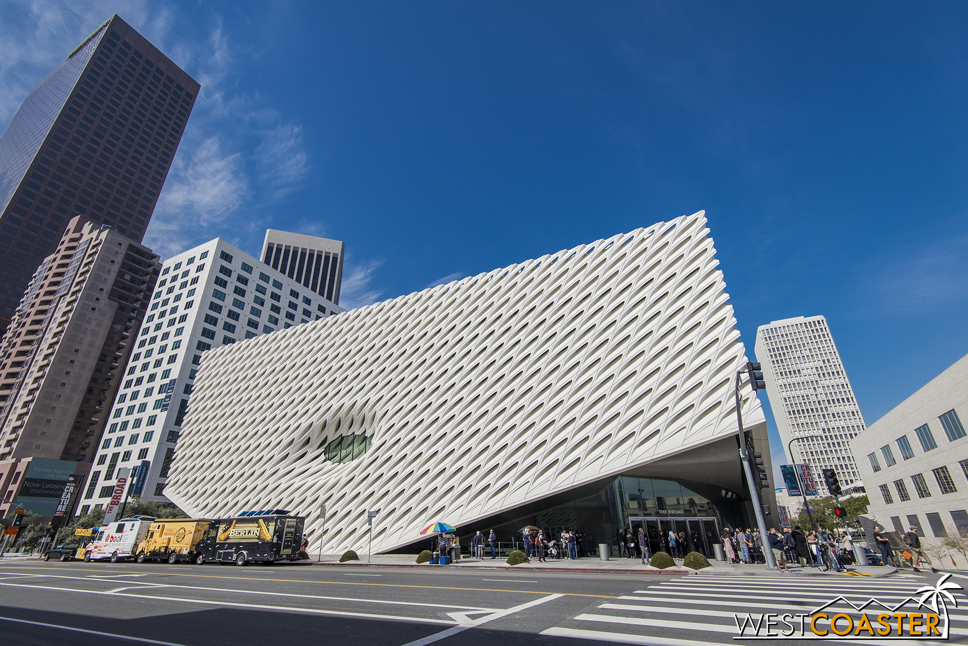 The lovely and dazzling exterior of The Broad was an instant architectural icon when it opened.