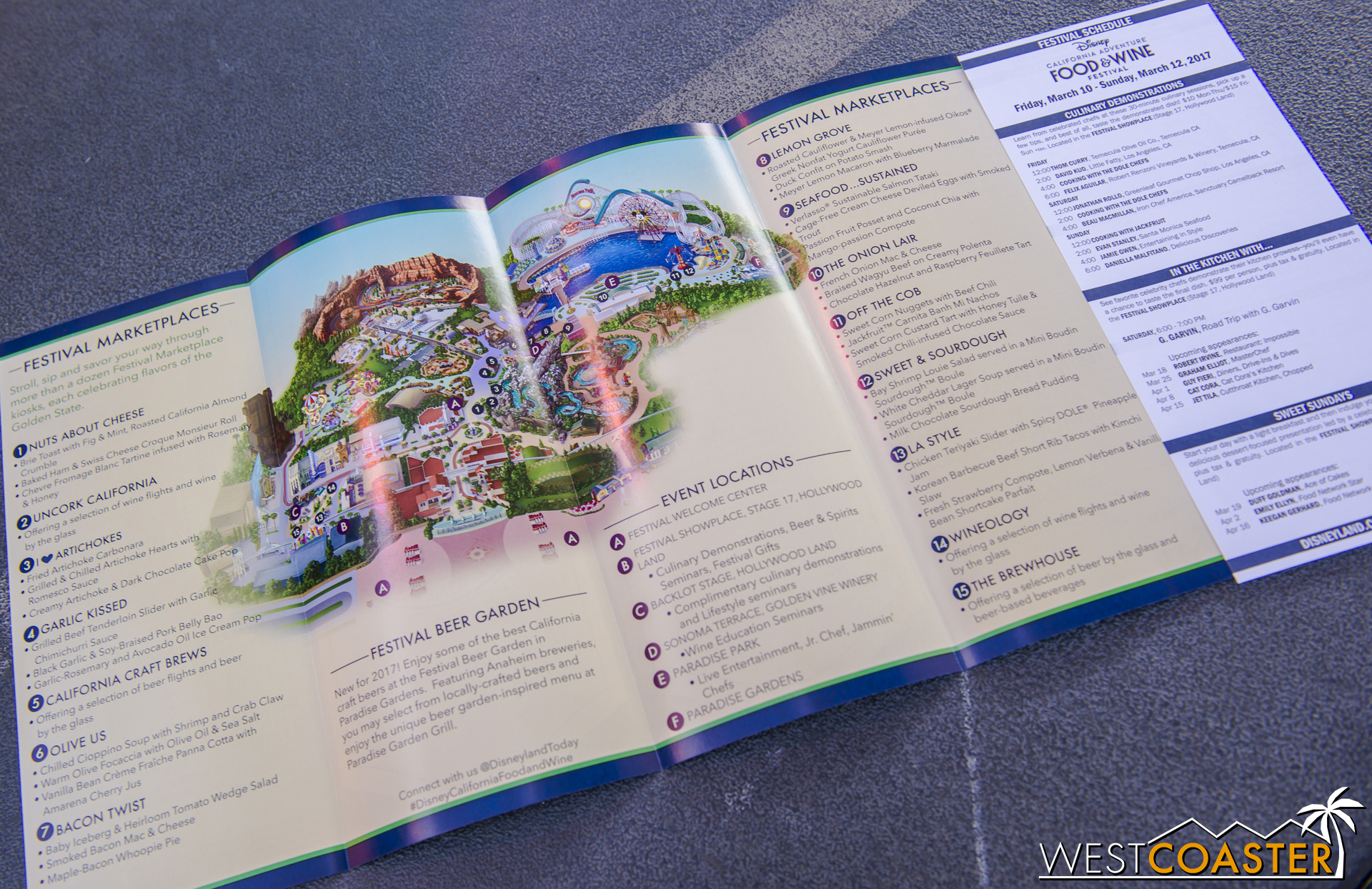 A map and listing of some of the offerings and events at this year's Food & Wine Festival!