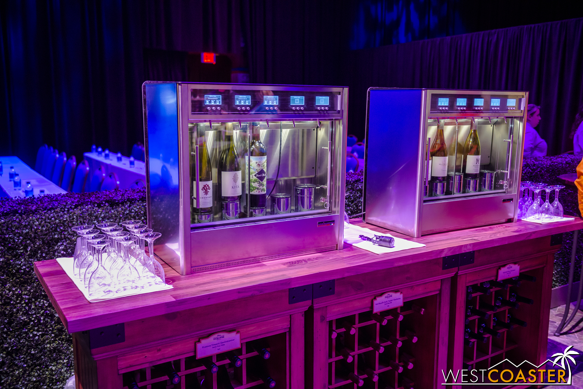  Wine fridges and wine on display (for wine sampling). 