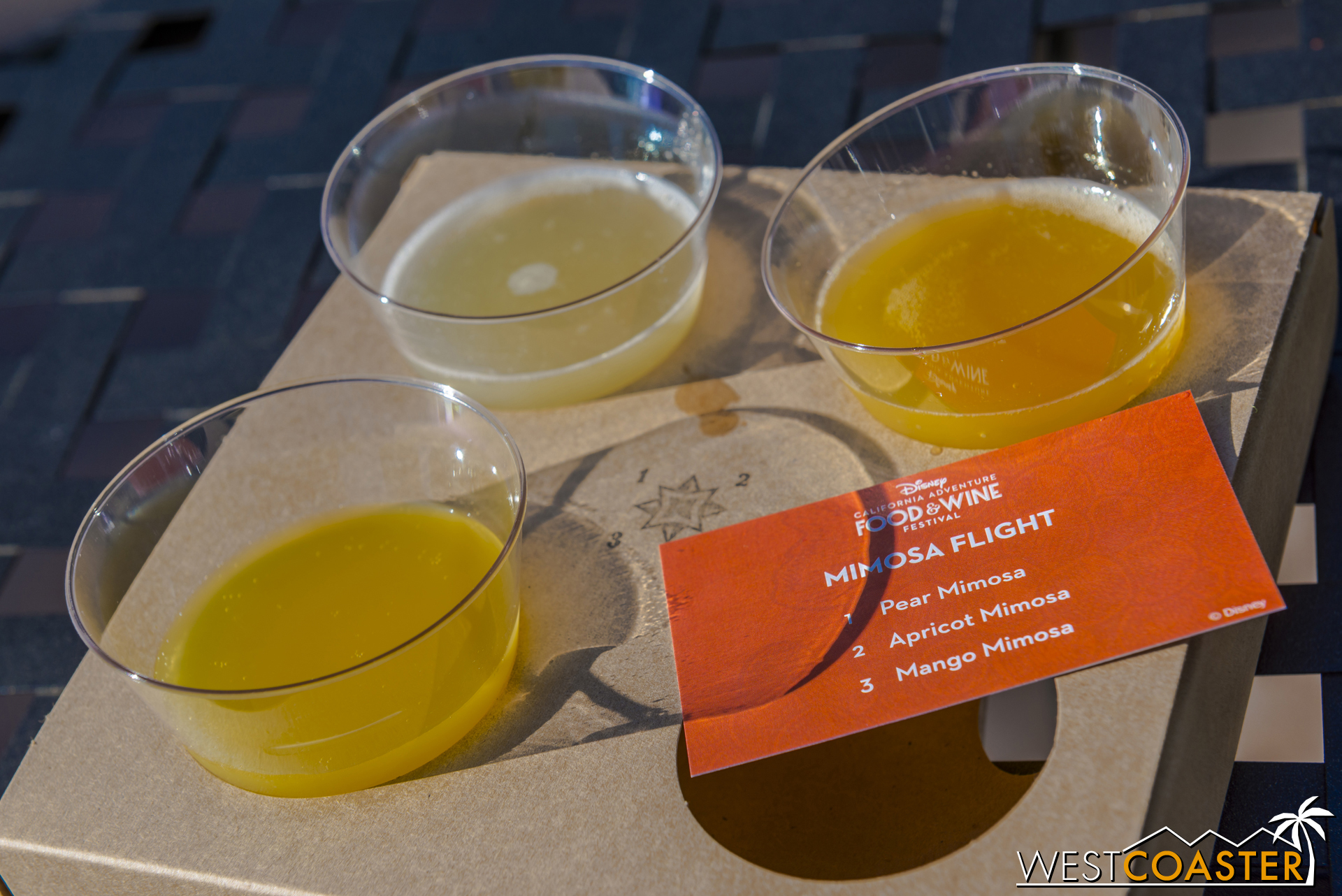  From Uncork California:  Flight - Mimosa   Pear Mimosa, Apricot Mimosa, Mango Mimosa ($16.00) 