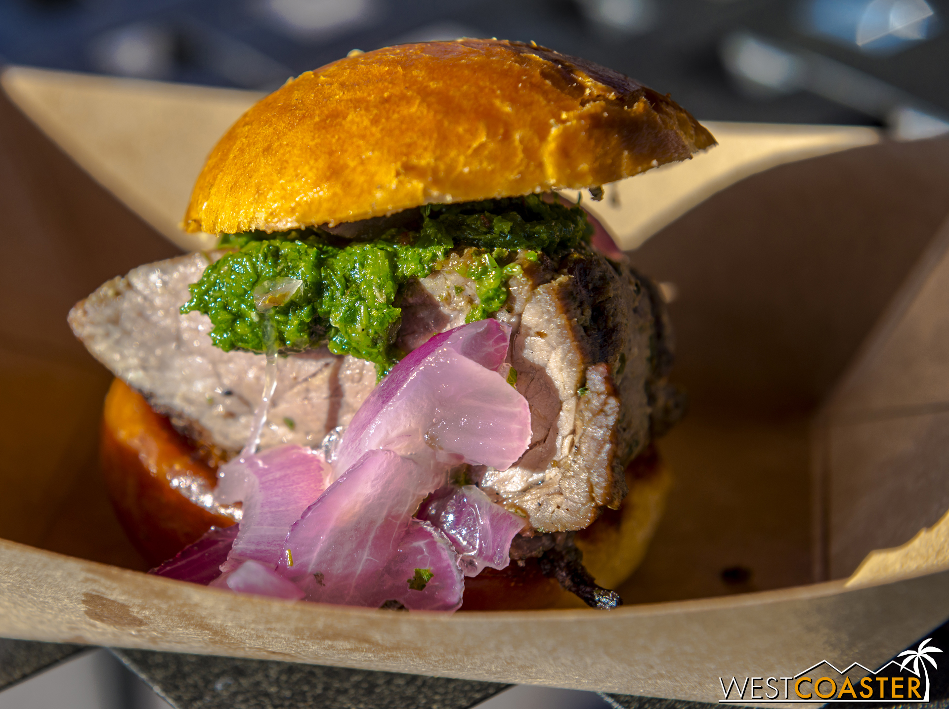  From Garlic Kissed:  Grilled Beef Tenderloin Slider  with Chimichurri Sauce ($7.75) 