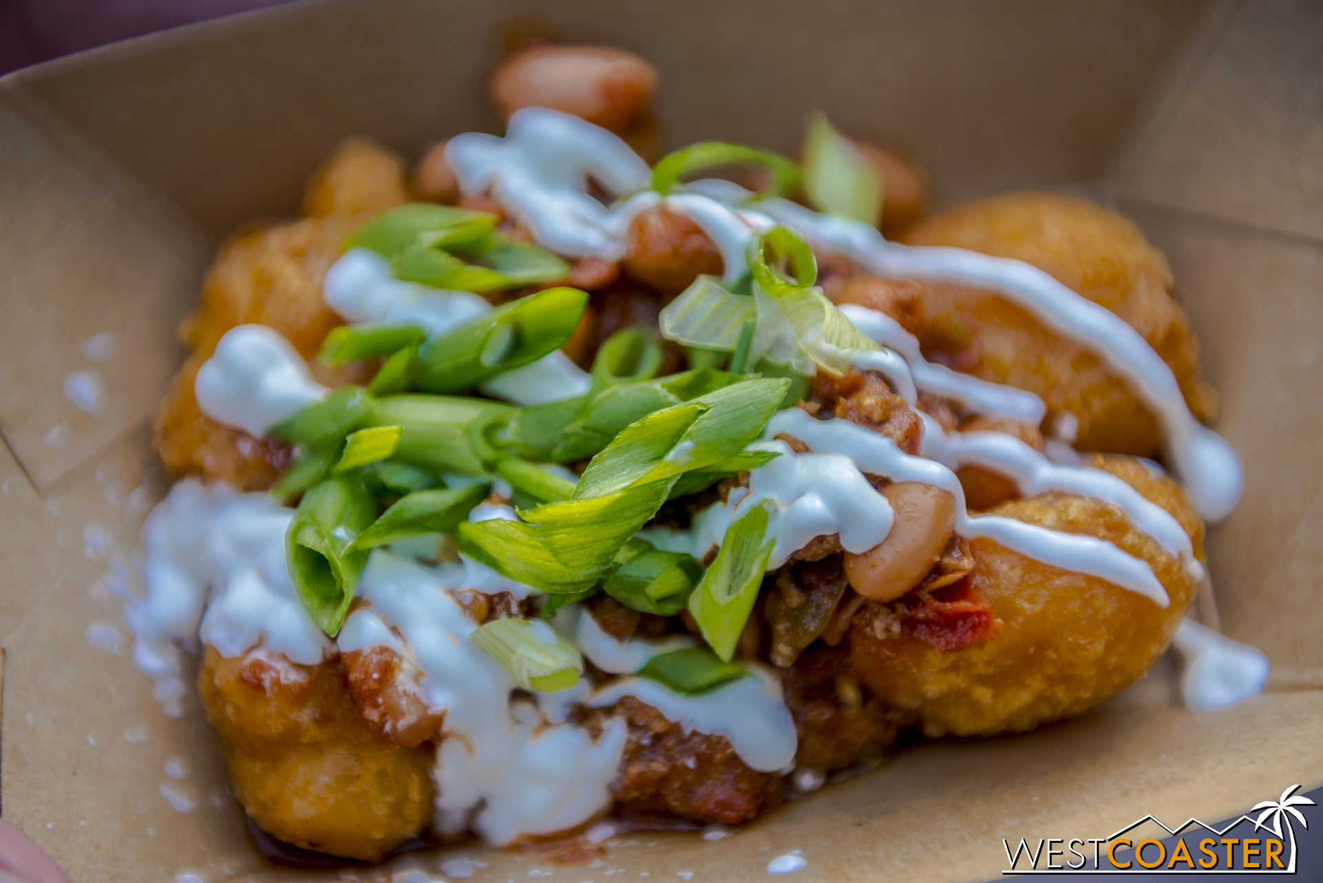  From Off the Cob:  Sweet Corn Nuggets  with Beef Chili, Spring Onions and Sour Cream ($6.75) 