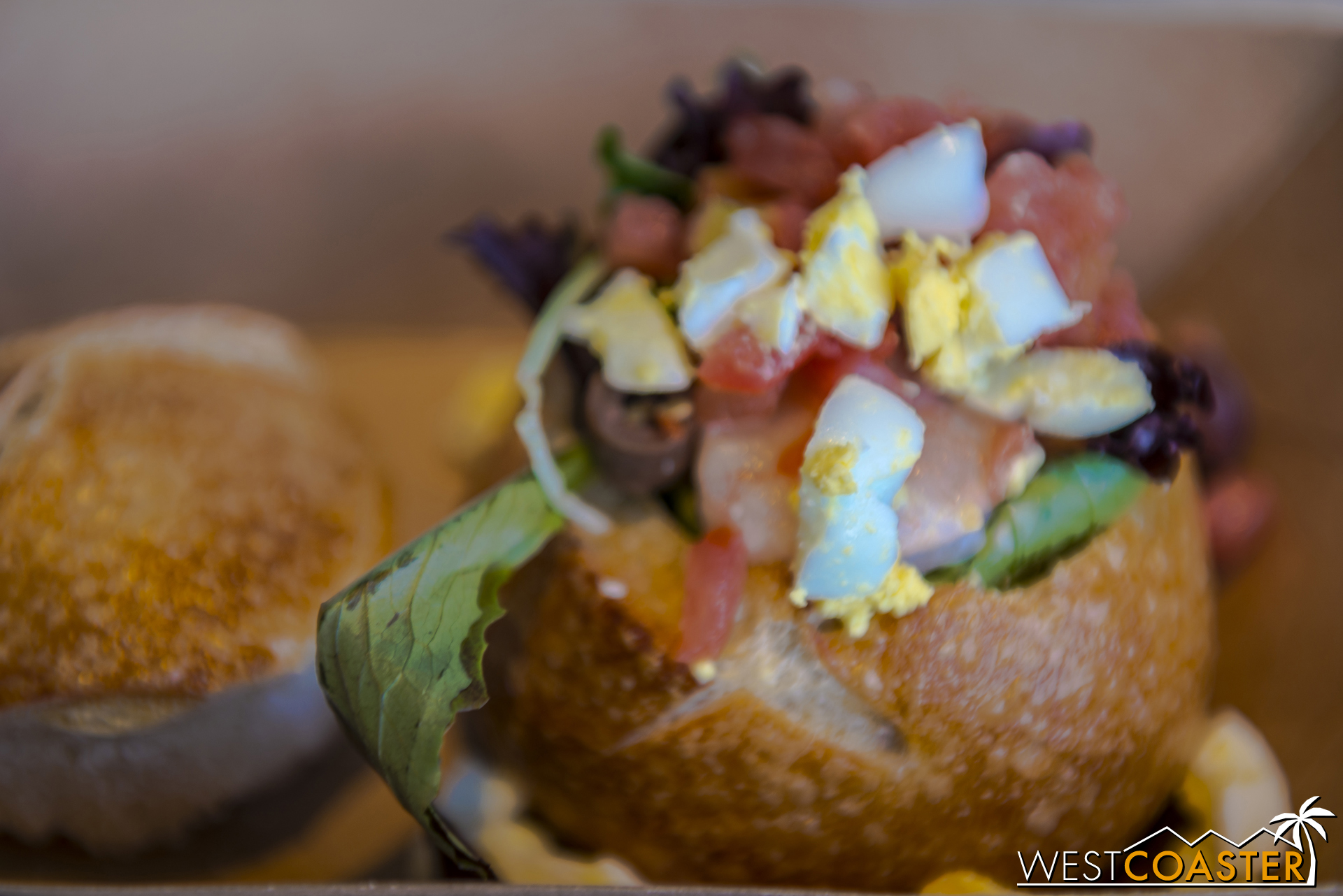  From Sweet and Sourdough:  Bay Shrimp Louie Salad  served in a Mini Boudin Sourdough™ Boule ($6.75) 