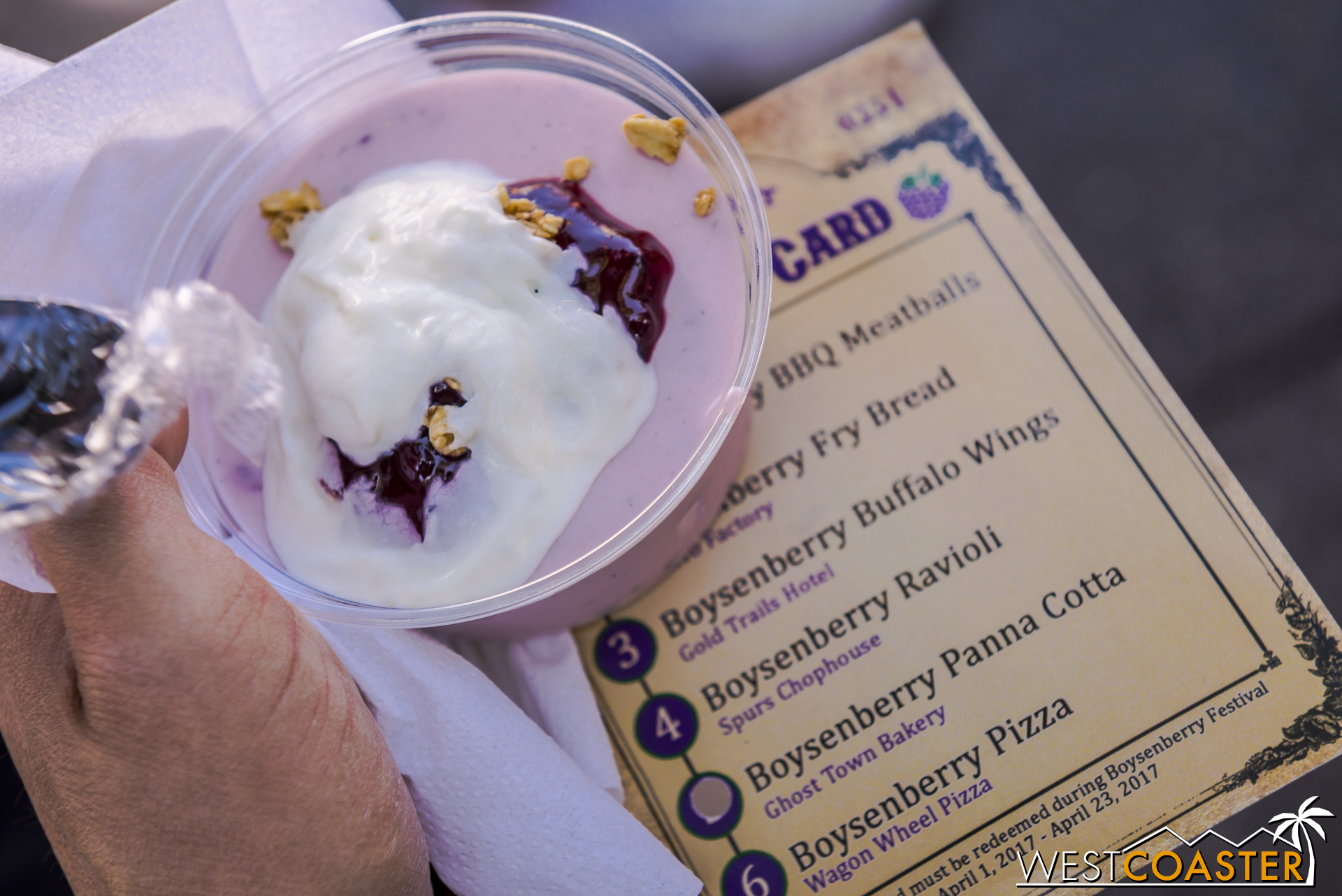  The Boysenberry Panna Cotta is a sweet dairy treat.&nbsp; Very, very sweet. 