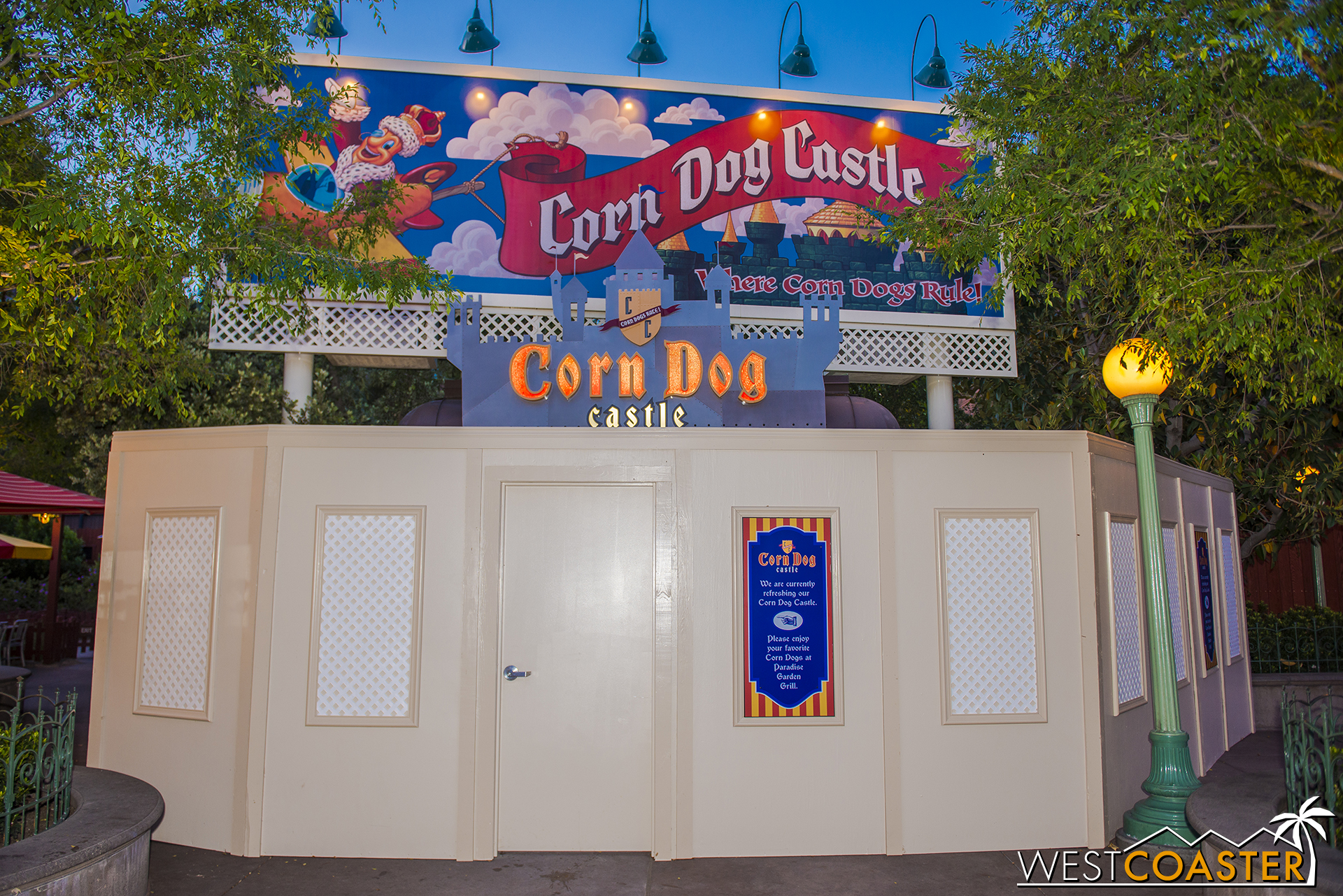  Corn Dog Castle is currently closed at DCA's Paradise Pier. 