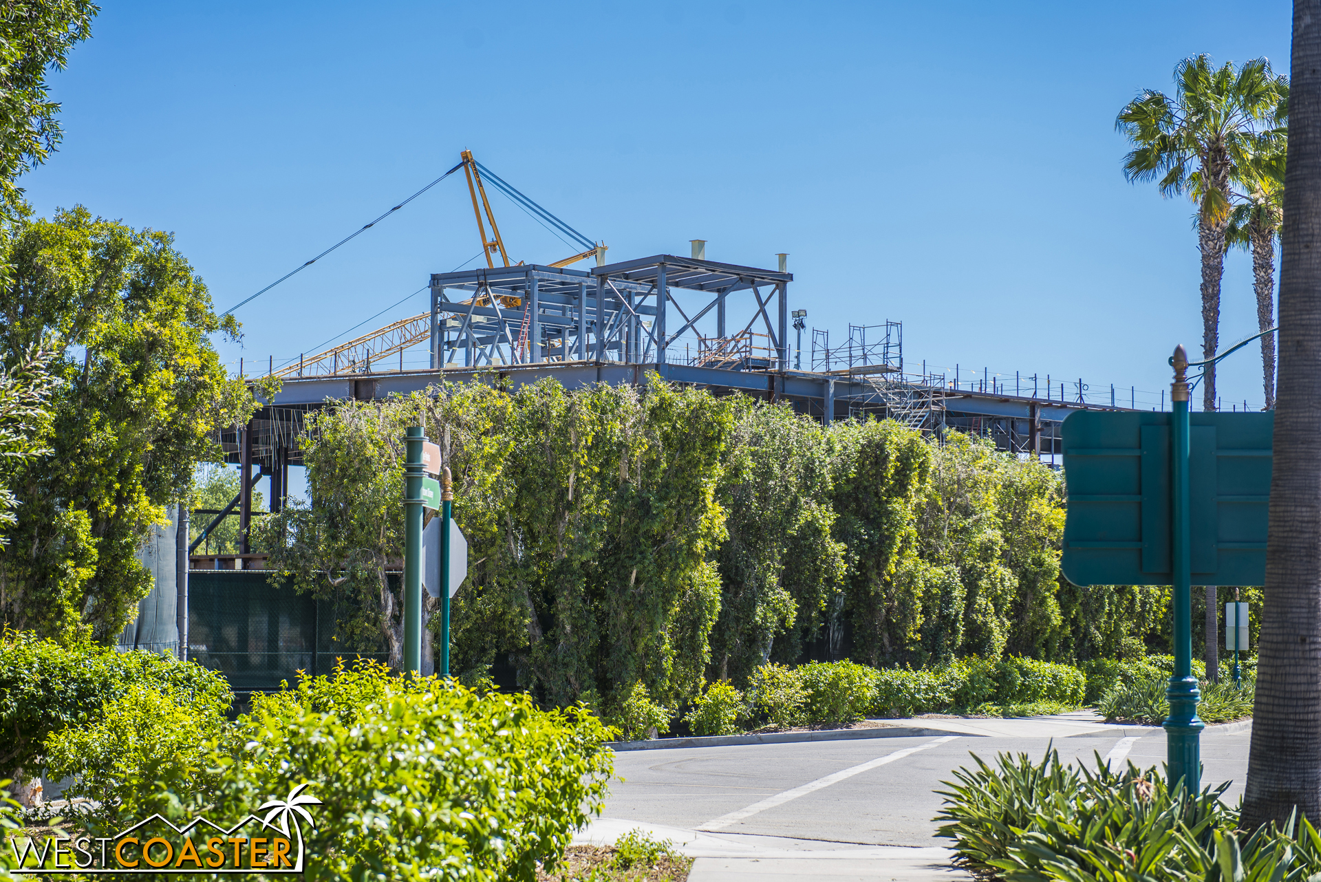  And one more angle, looking southward along Disneyland Drive to see how building is rising above the fencing into public view. 