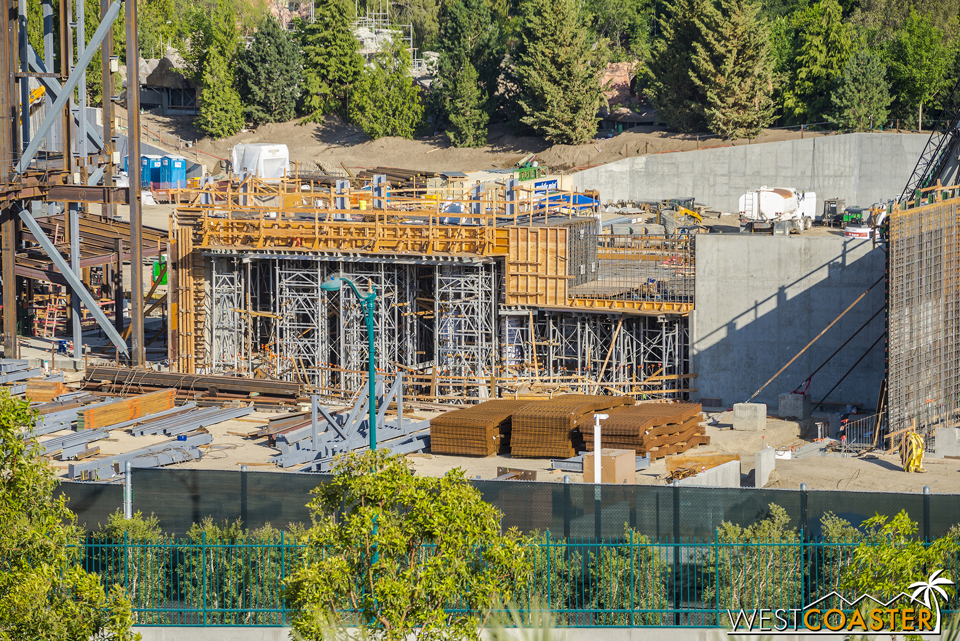  Additional formwork and supporting scaffolding continues to go up around what used to be the big, round pit. 