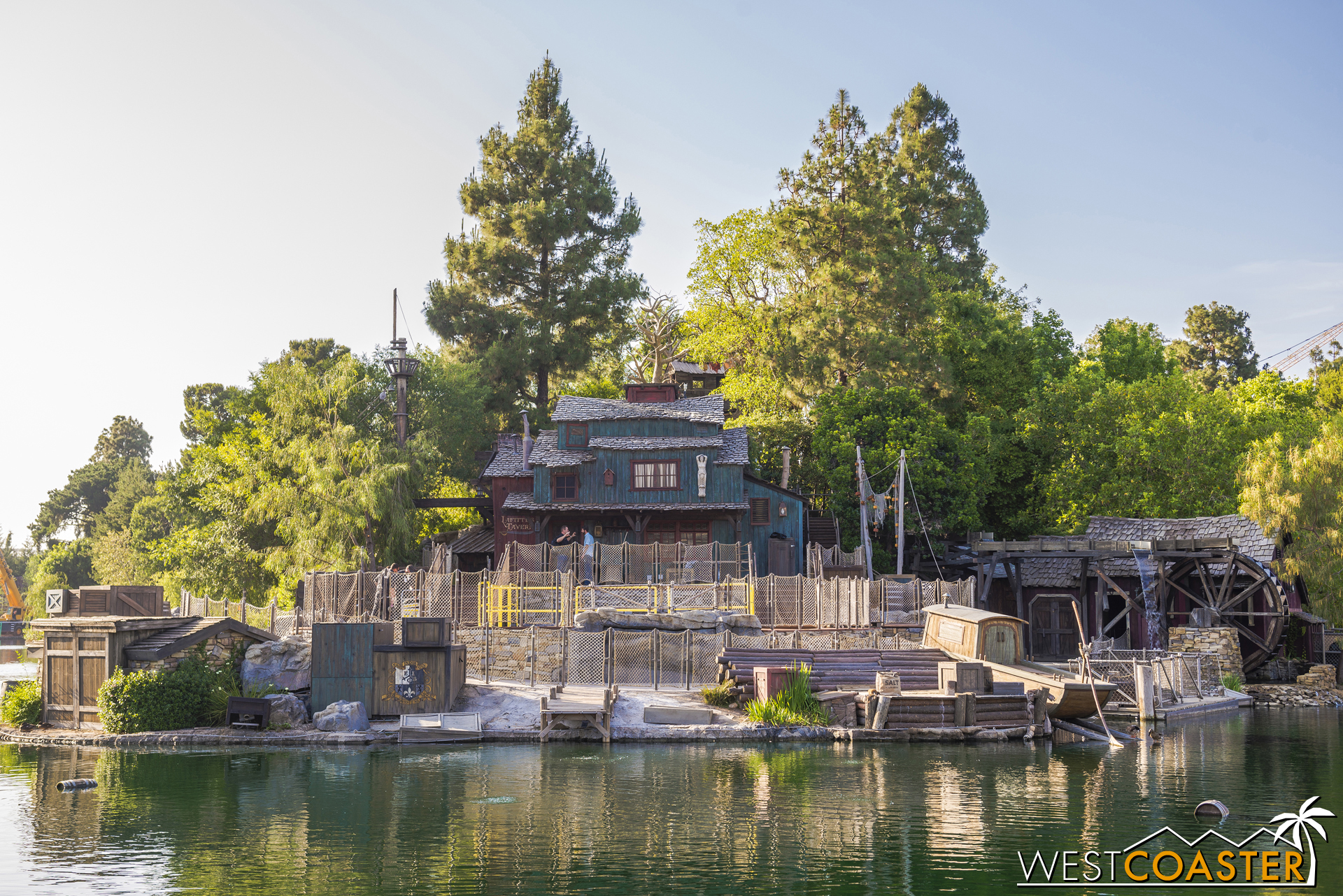  Workers were on hand Friday to work on the FANTASMIC! stage area of Tom Sawyer Island. 