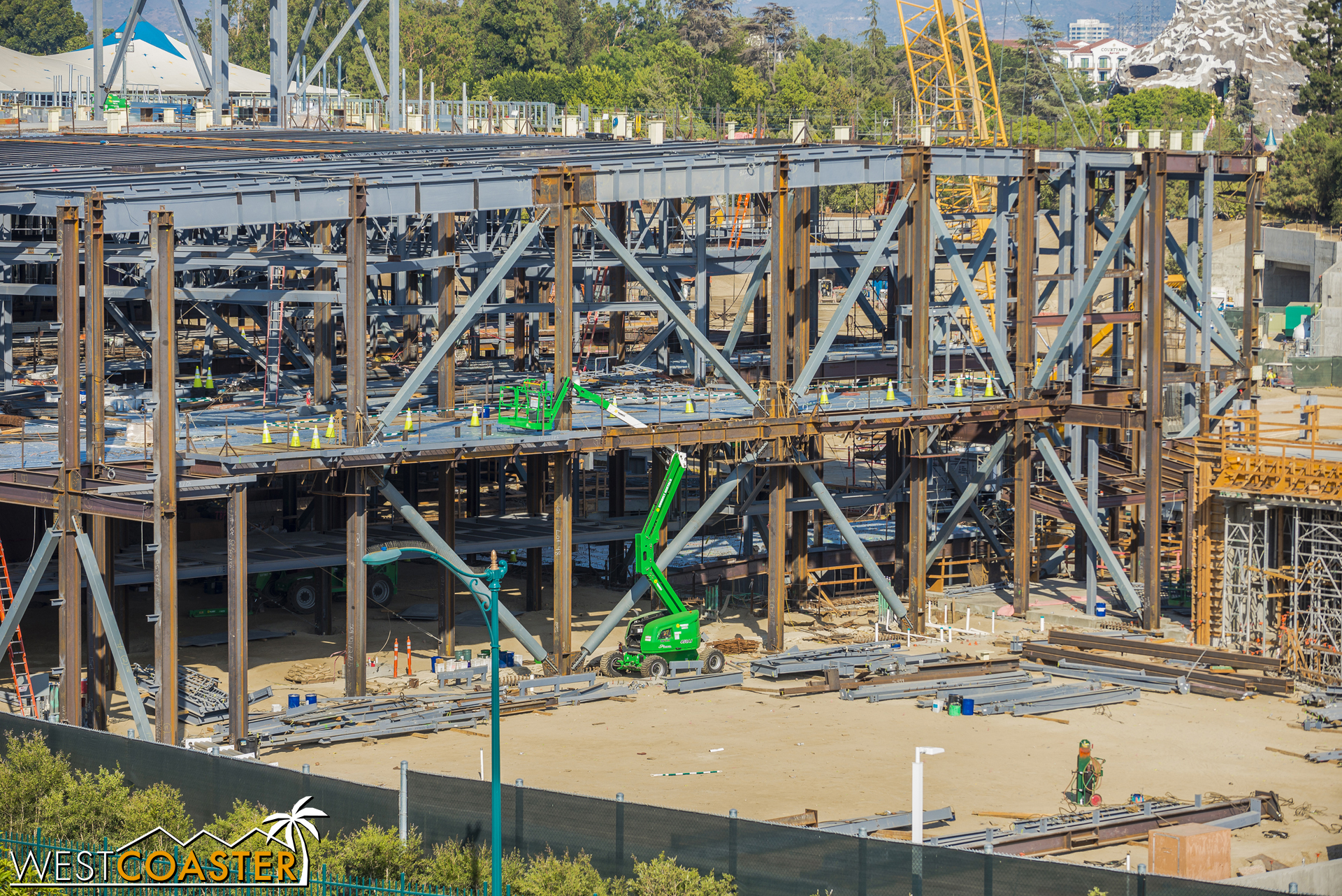  Running out of dirt ground to place not-yet-installed steel beams and columns now... 