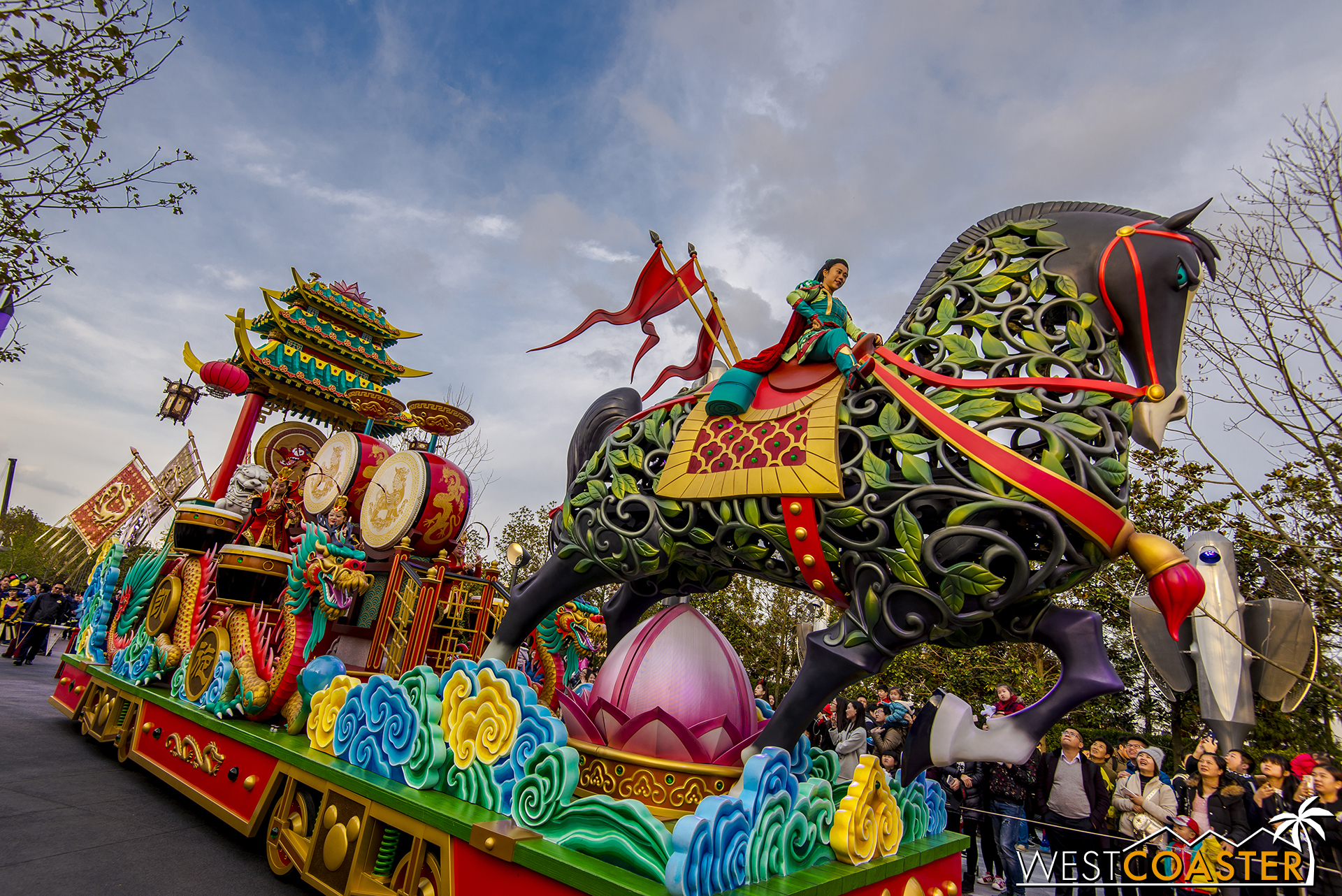 The Mulan float is among the most impressive in Mickey's Storybook Express.
