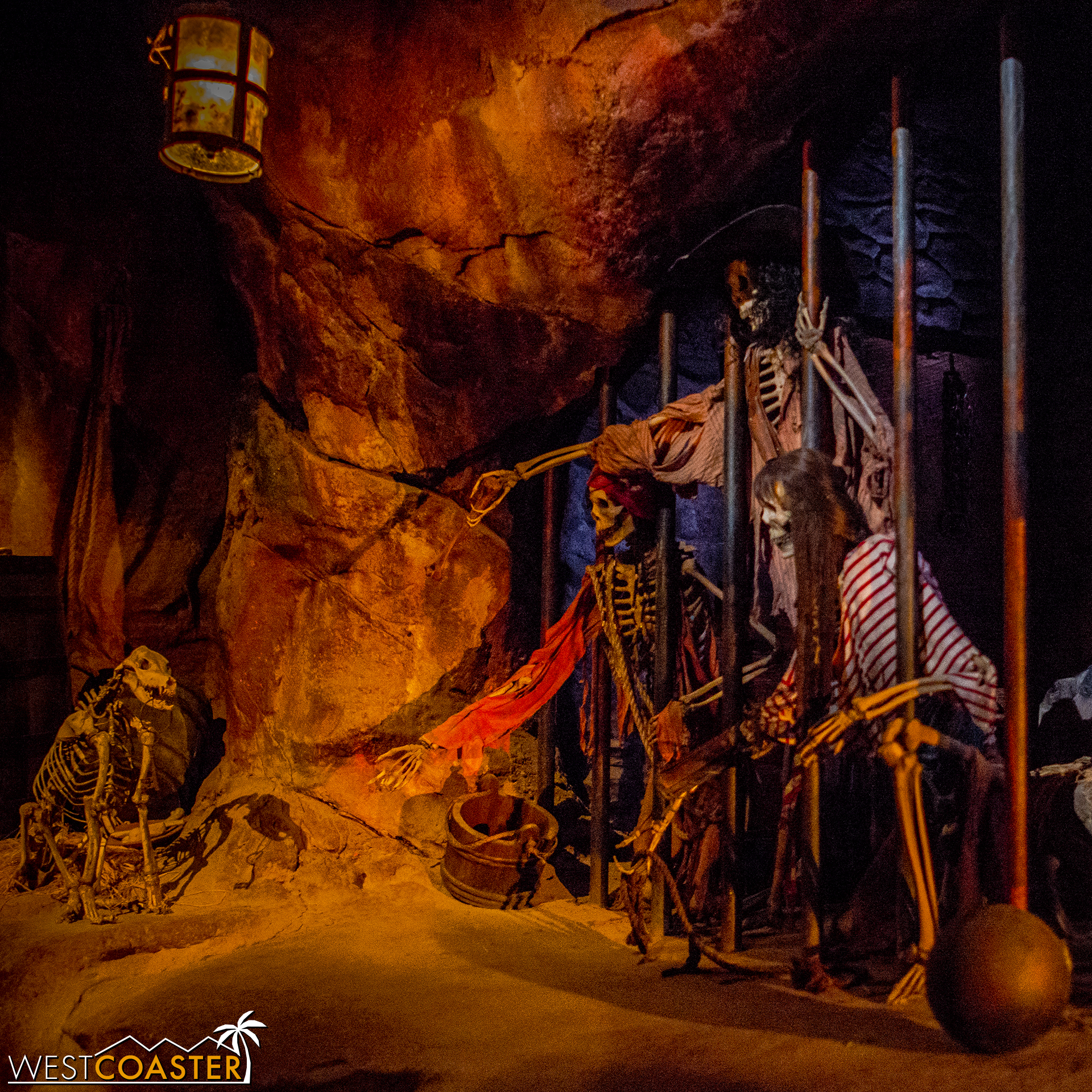 A different twist on a familiar scene inside Pirates of the Caribbean: Battle for the Sunken Treasure.