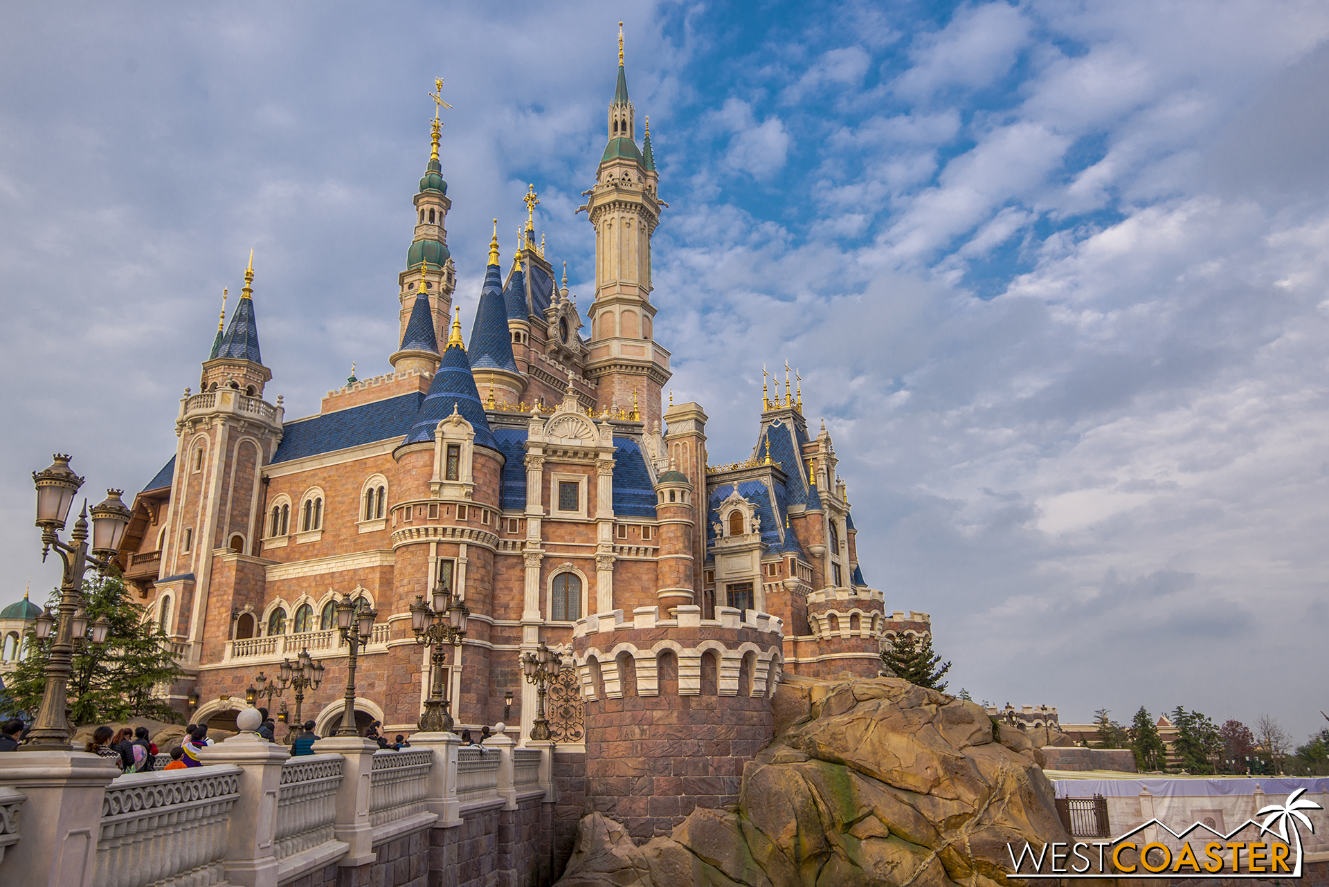 The Enchanted Storybook Castle during afternoon golden hour.