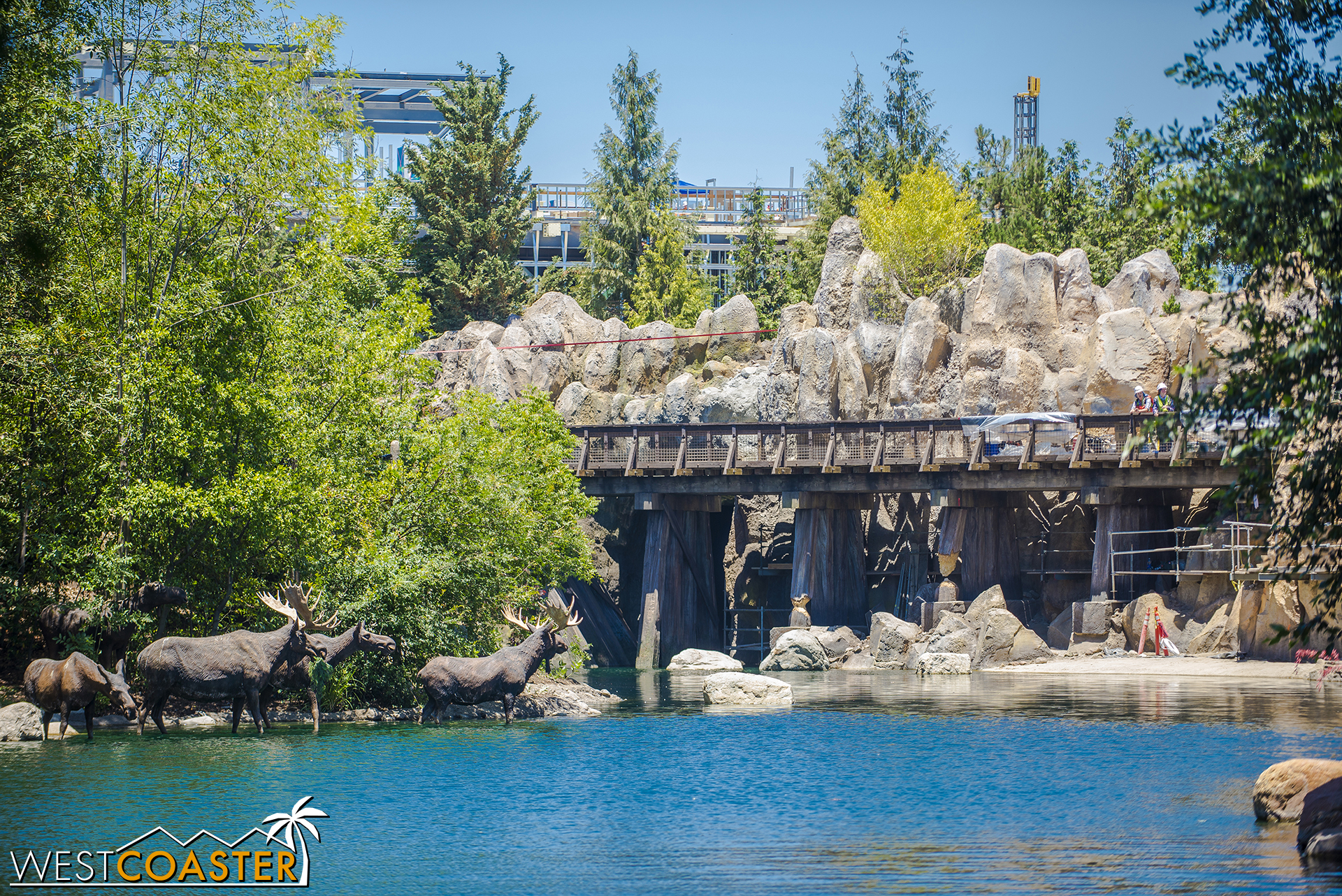  The lovely trestle will carry the Disneyland Railroad past waterfalls and boulders. 