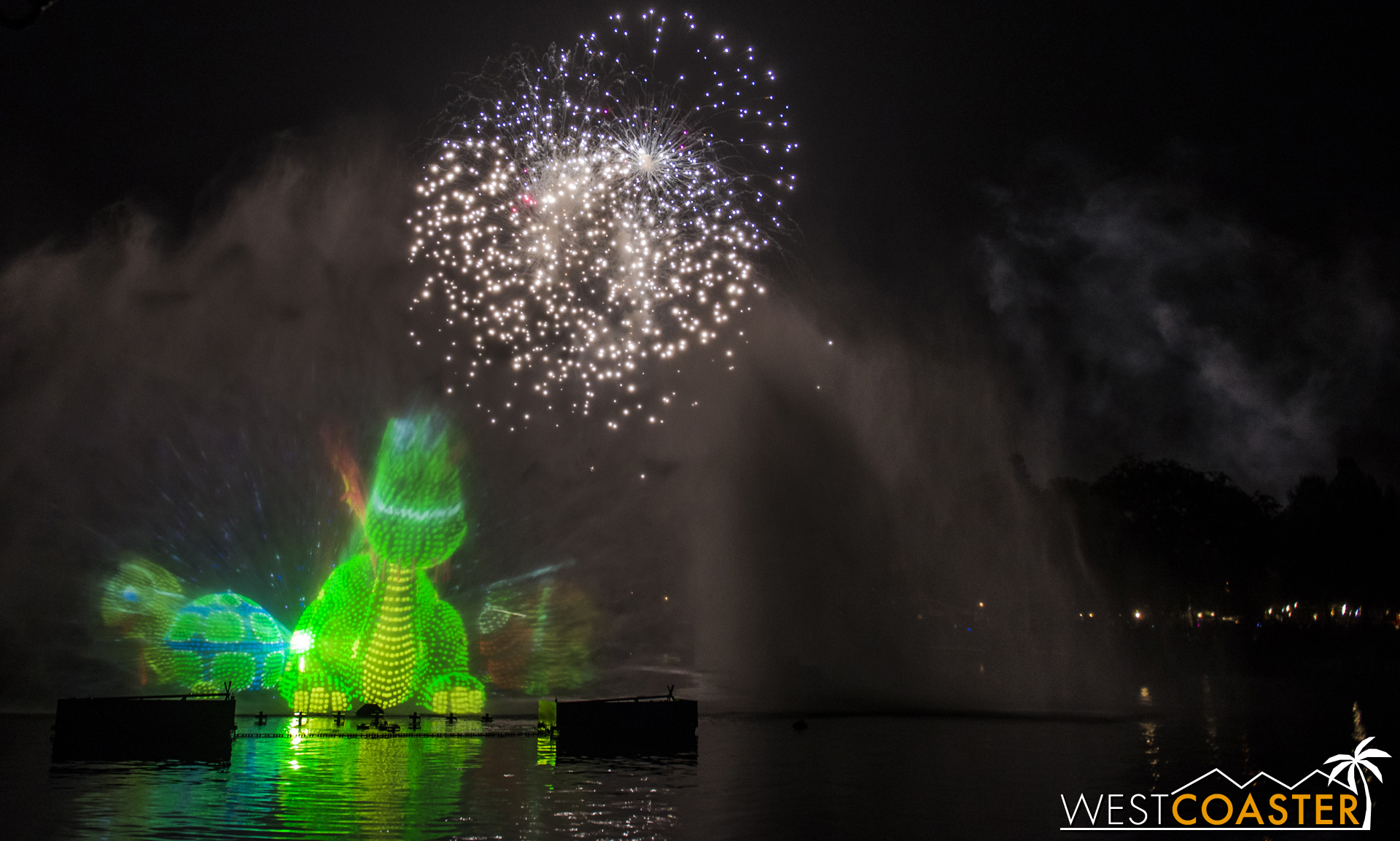  Fireworks explode in the background. 