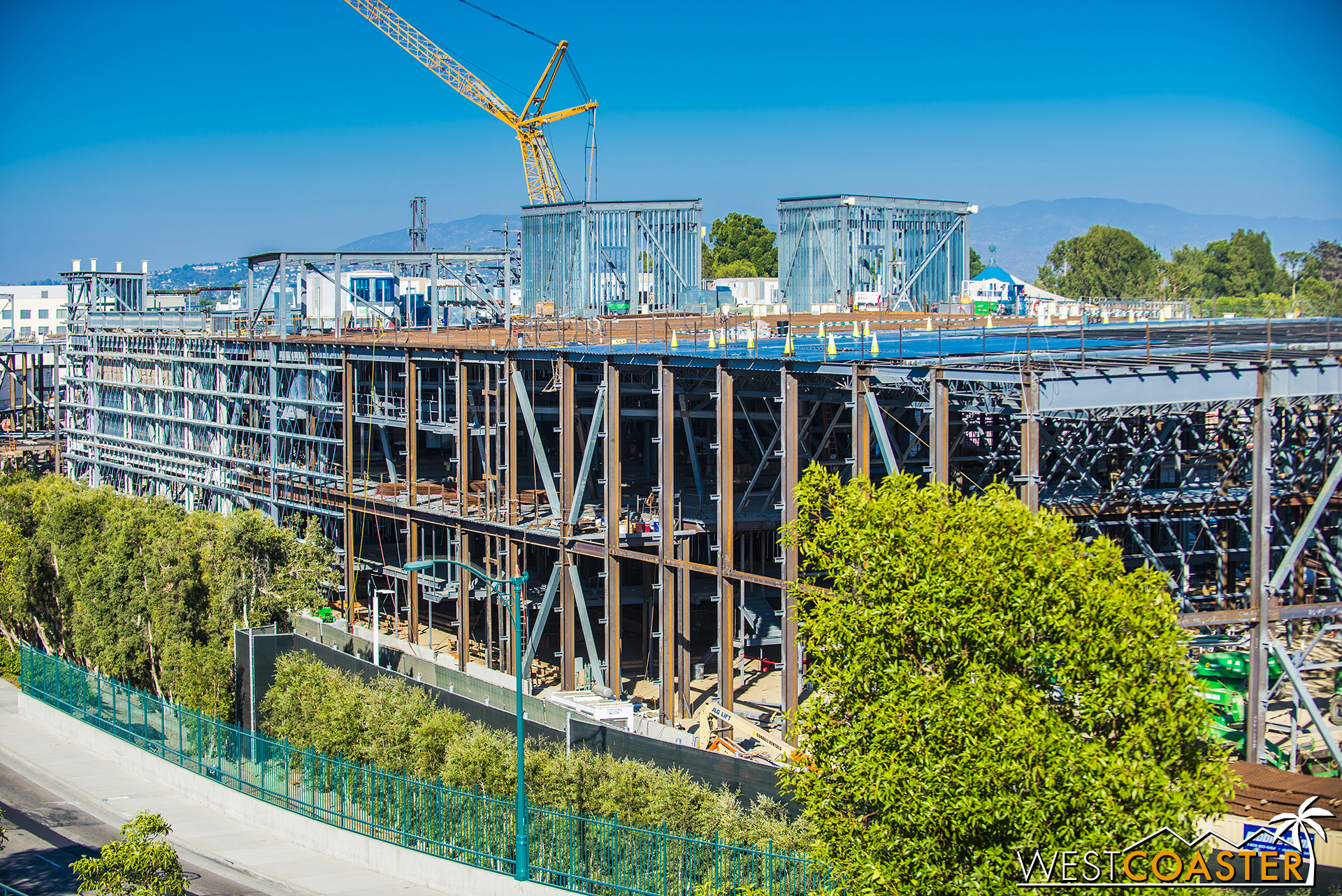  Looking at the First Order building from the west, it's a massive, tall line of columns, braces, and beam. 