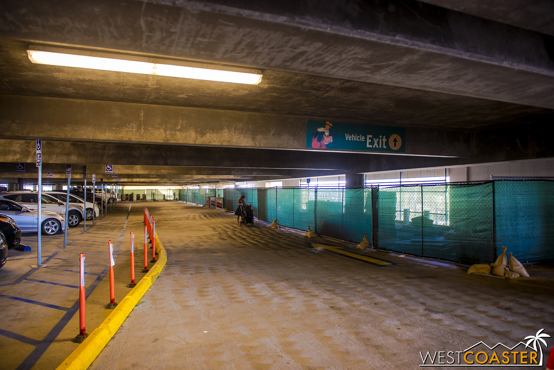  This area on all six levels has been blocked off, though pathways have been retained to maintain access to the elevators and escalators. 