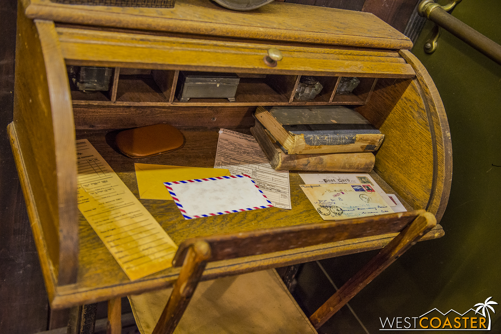  A bureau shows off some literature and "mail."&nbsp; Apparently of the decal variety. 